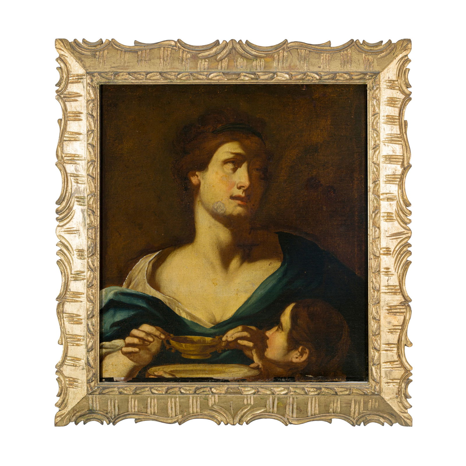 Francesco Solimena, l'Abate Ciccio (Canale di Serino - Barra 1747) cerchia di: Francesco Solimena, l'Abate Ciccio (Canale di Serino - Barra 1747) cerchia di Cleopatra scioglie una perla in una coppa Olio su tela 64 x 58 cm Il consenso rivolto dai contemporanei all'opera di Franc