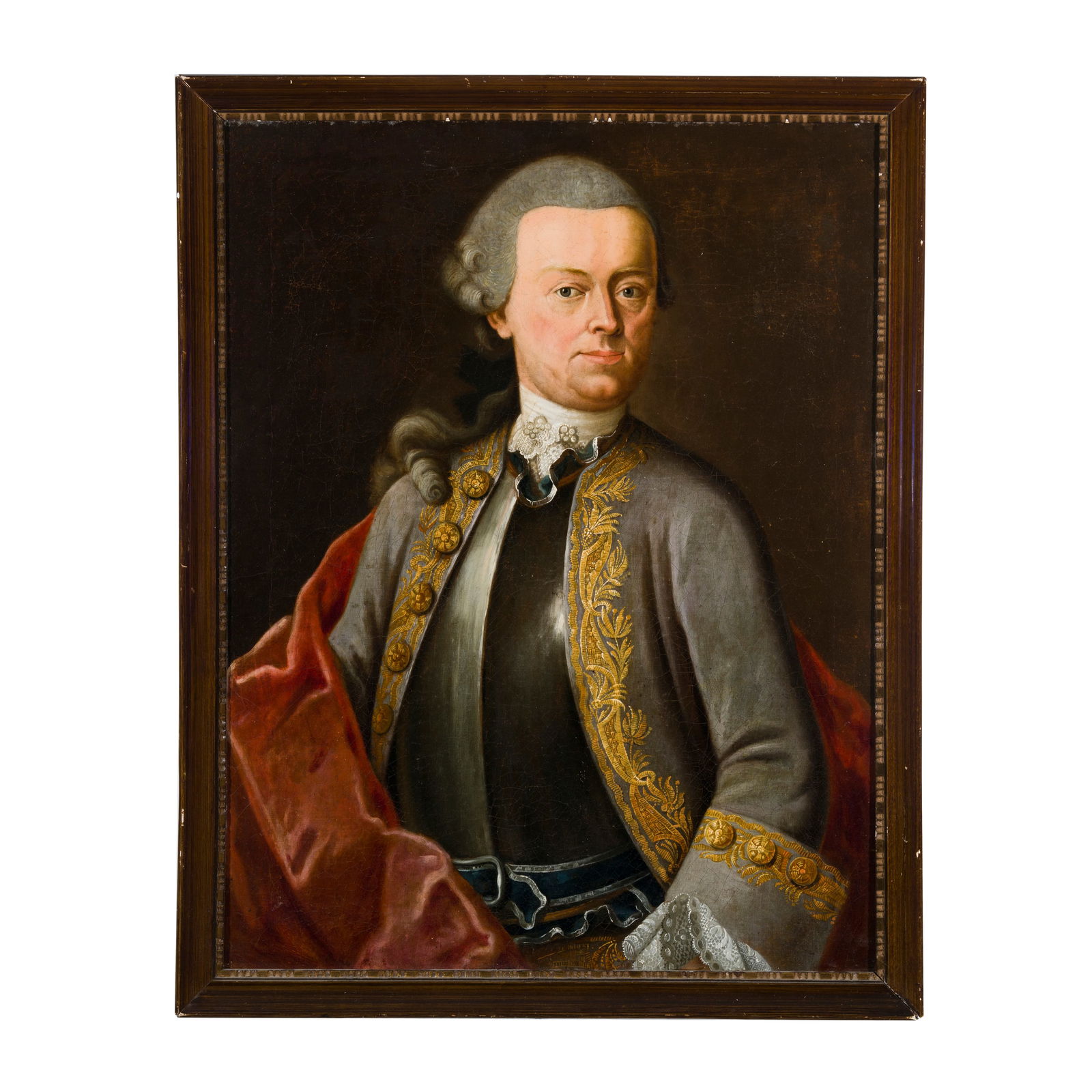 Scuola di area tedesca del XVIII secolo: Scuola di area tedesca del XVIII secolo Ritratto di nobiluomo Olio su tela 82,5 x 64 cm German school of the 18th century Portrait of a Nobleman Oil on canvas 82,5 x 64 cm