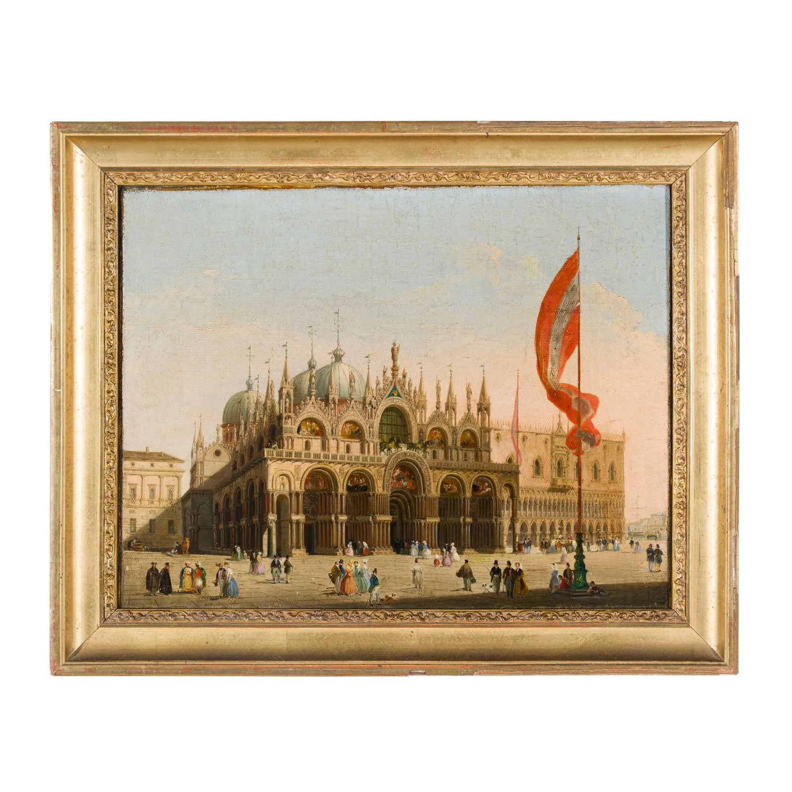 Giuseppe Bernardino Bison (Palmanova 1762 - Milano 1844): Giuseppe Bernardino Bison (Palmanova 1762 - Milano 1844) Venezia, Piazza San Marco Olio su tela 28 x 36 cm Firmato in basso a destra. Bison iniziò la sua formazione a Brescia presso il pittore Ge