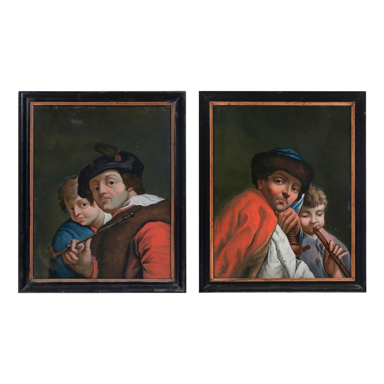 Scuola veneziana del XVIII secolo Uomo con berretto di pelliccia e giovane con flauto - Uomo con (1 of 7)