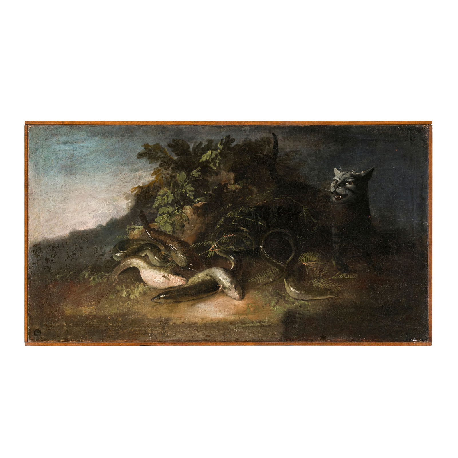 Elena Recco (attiva tra il XVII e il XVIII secolo) Natura morta di pesci con gatto Olio su tela (1 of 3)