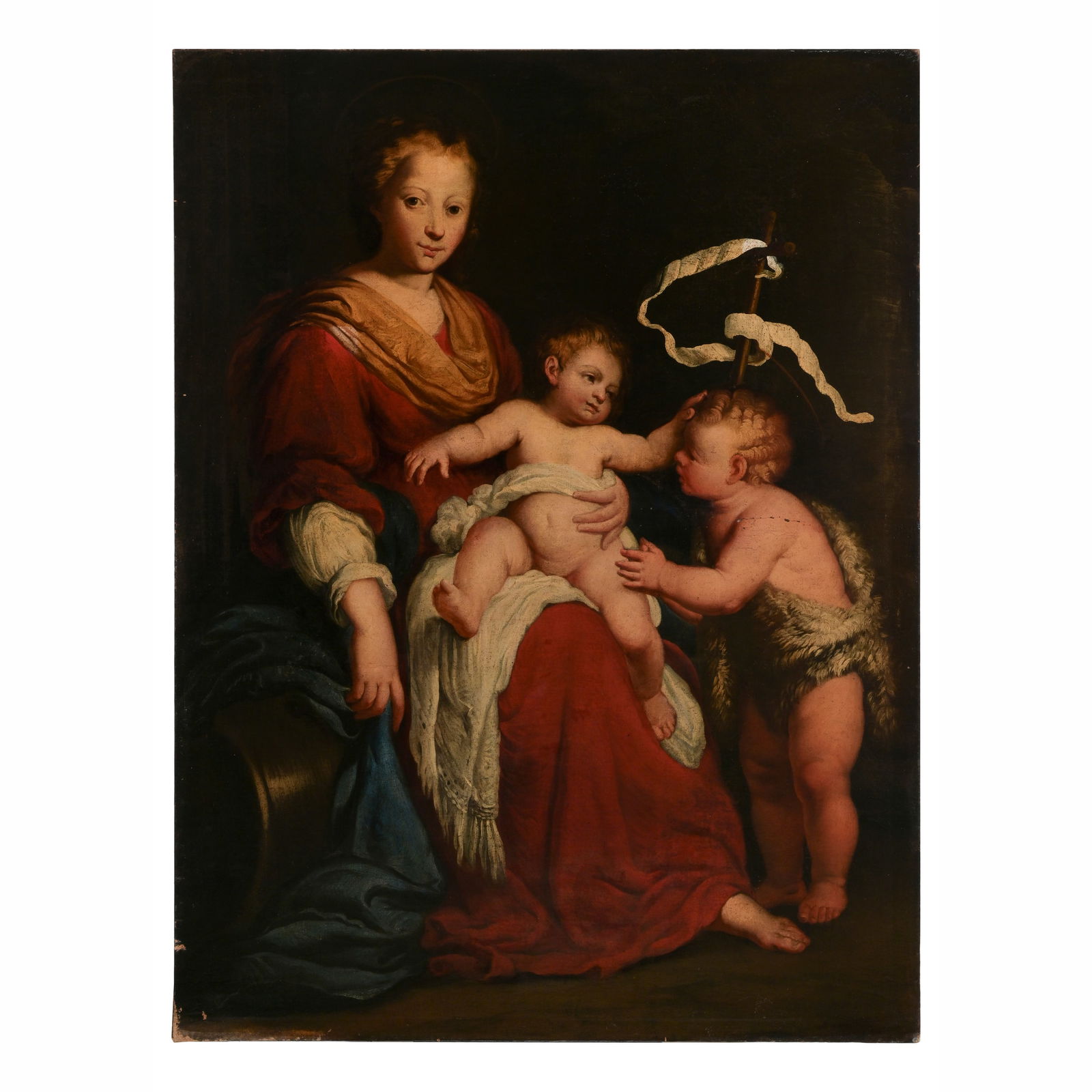 Ermanno Stroiffi (Padova 1616 - Venezia 1693) Madonna col Bambino e San Giovanni Battista Olio su (1 of 3)