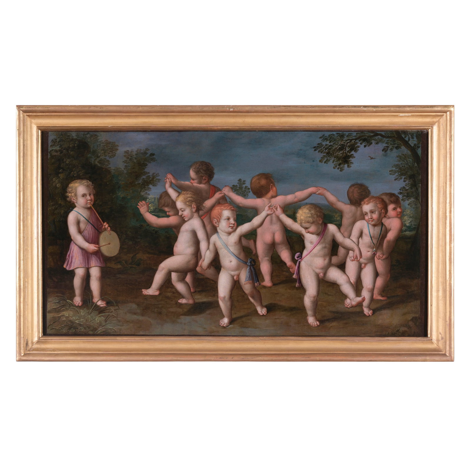 Scuola fiamminga del XVII secolo Bimbi che danzano in cerchio Olio su tela 49 x 92 cm Il soggetto (1 of 3)