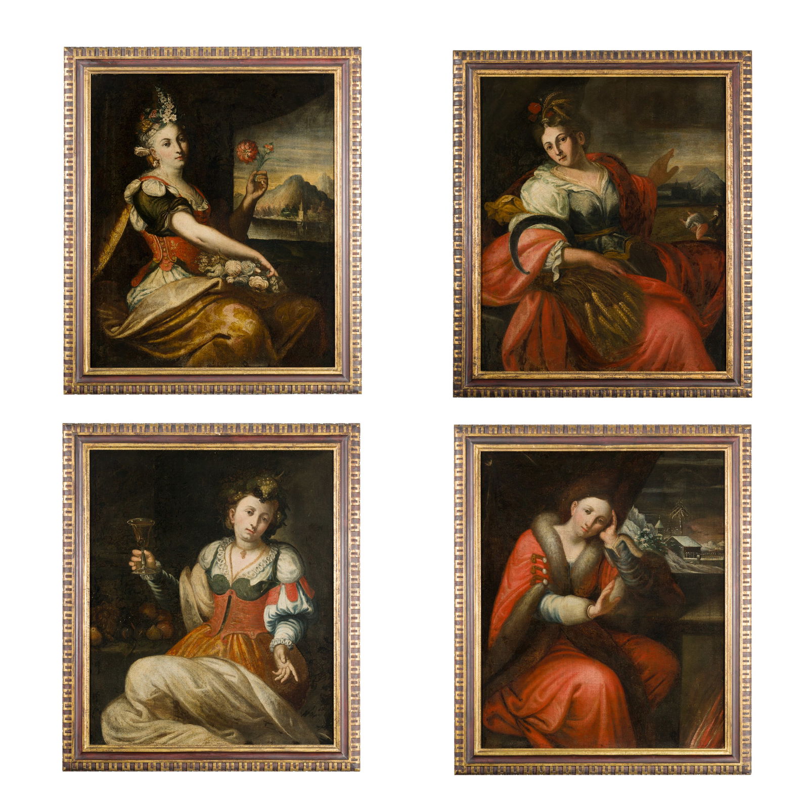 Scuola veneta del XVIII secolo Le Quattro Stagioni Olio su tela 106 x 87 cm Venetian school of the (1 of 13)