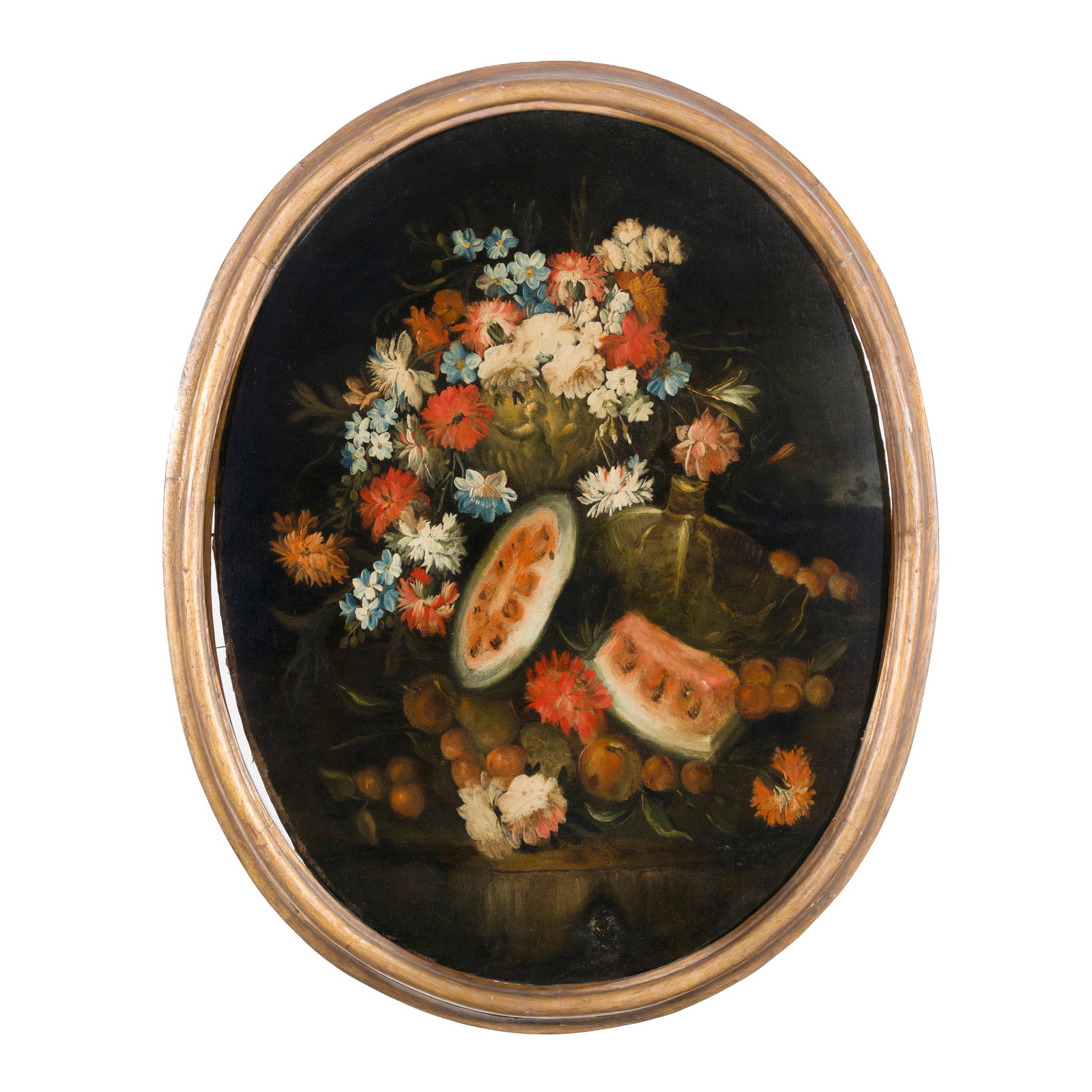 Scuola emiliana del XVIII secolo Natura morta con vaso di fiori e anguria Olio su tela 100 x 76,5 cm (1 of 3)