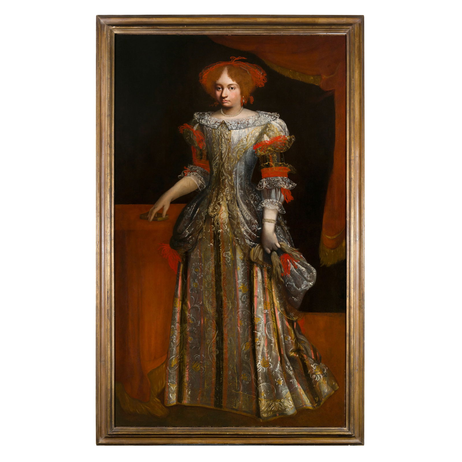 Scuola lombarda del XVII secolo Ritratto di ragazza Olio su tela 198 x 116 cm L'opera, osservando (1 of 3)