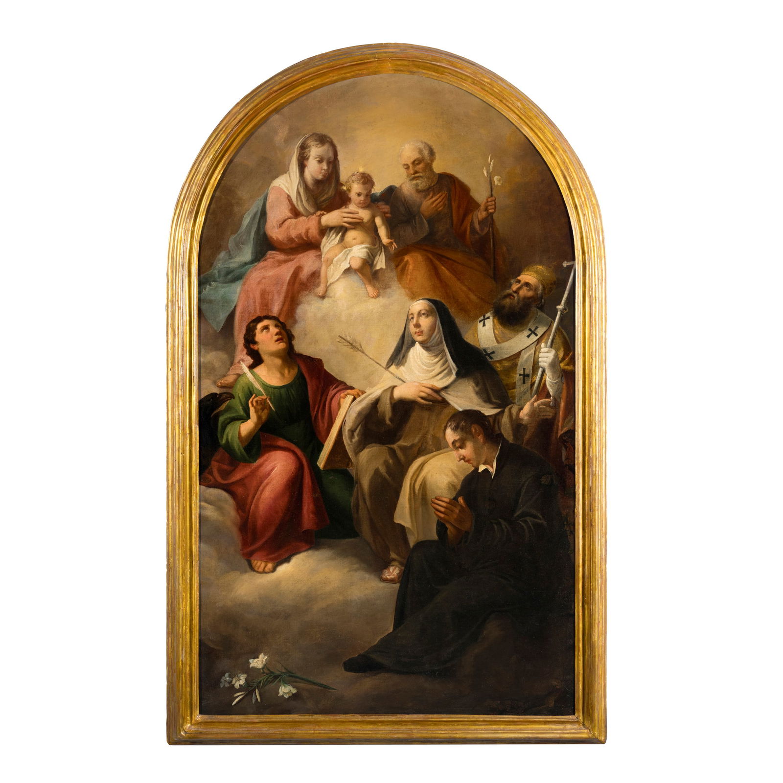 Lattanzio Querena (Clusone 1768 - Venezia 1853) attribuito Pala Sacra Famiglia in Gloria con Santi (1 of 4)