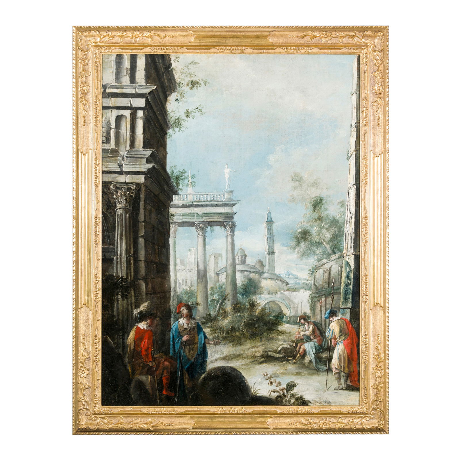 Antonio Stom (Venezia 1672 - 1734) Capriccio con soldati e musicante Olio su tela 101,5 x 74,5 cm (1 of 3)