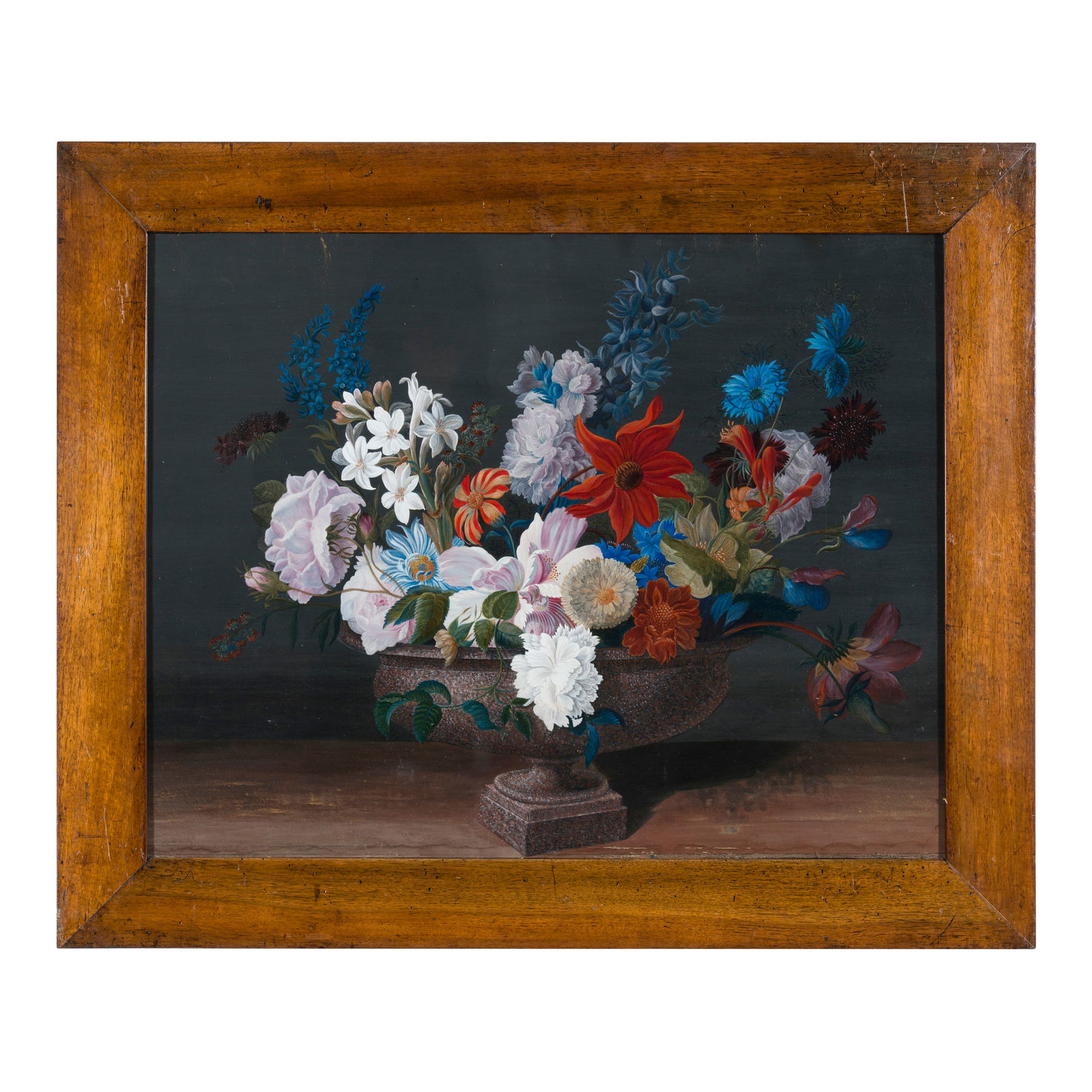 Maestro neoclassico del XVIII/XIX secolo Fiori in un vaso di porfido Tempera su carta 45 x 58 cm (1 of 3)