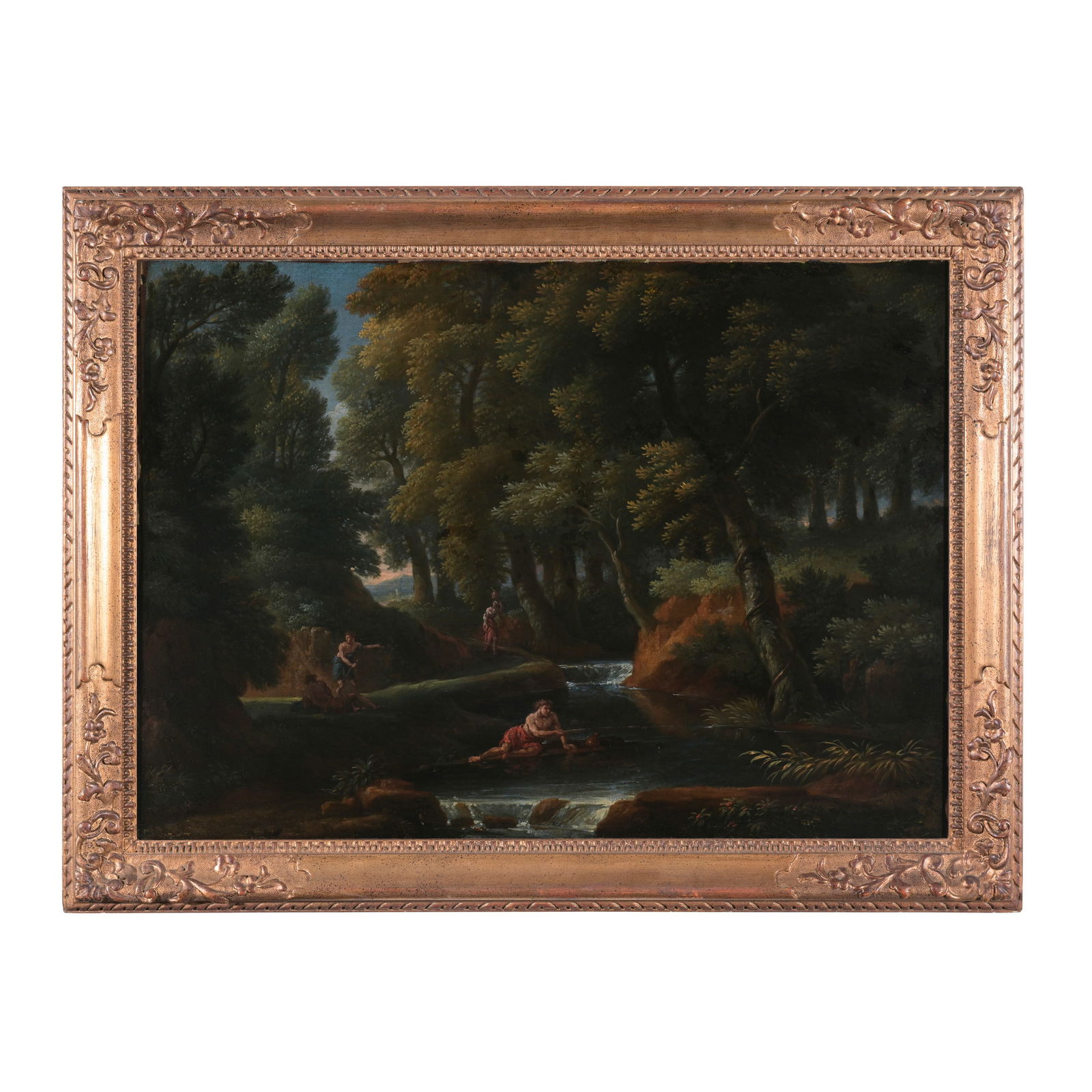 Giovanni Battista Busiri (Roma 1698 - 1757) Paesaggio boschivo con personaggi all'antica Olio su (1 of 2)