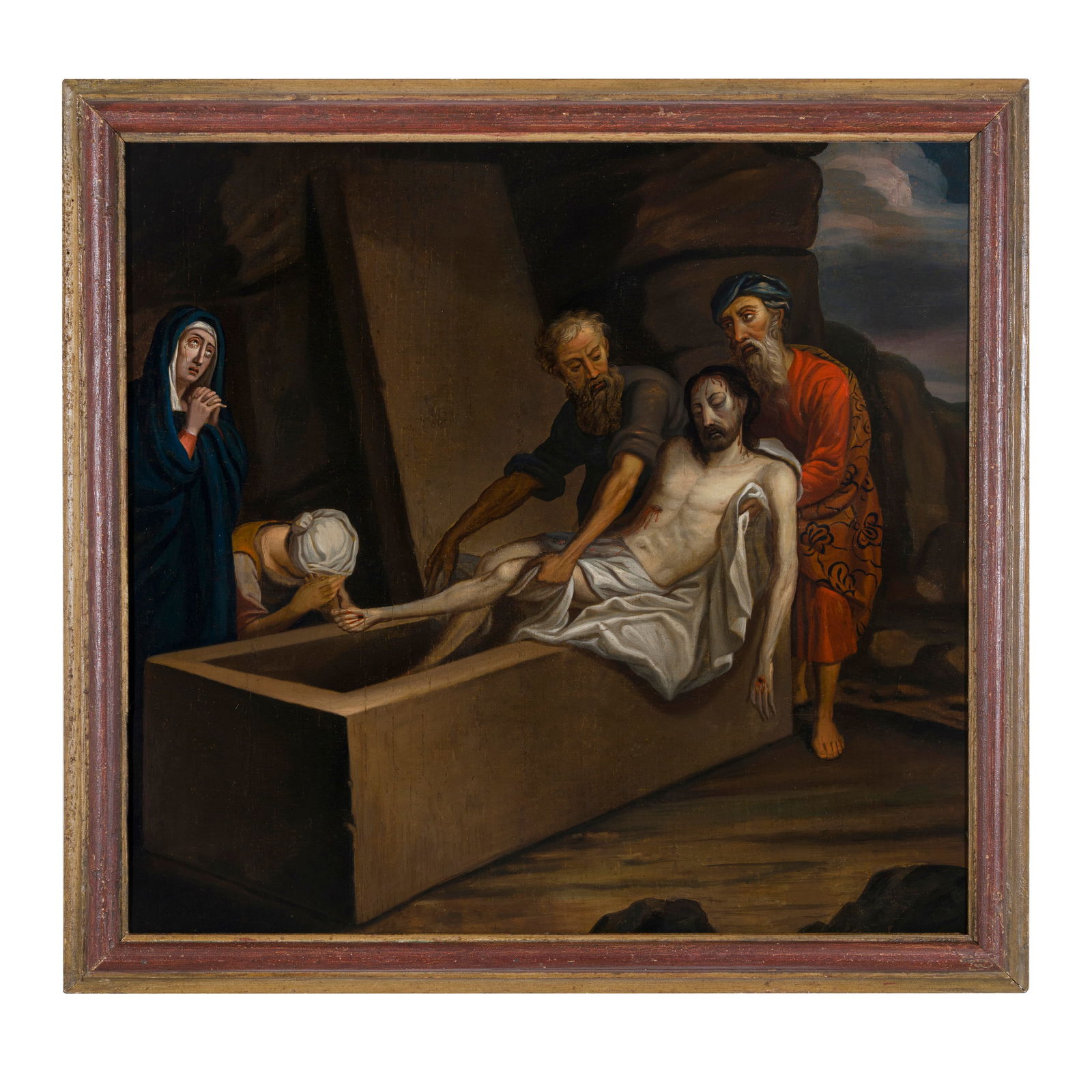 Scuola fiamminga del XVII secolo Deposizione di Cristo nella tomba Olio su tela 54,5 x 56 cm (1 of 3)