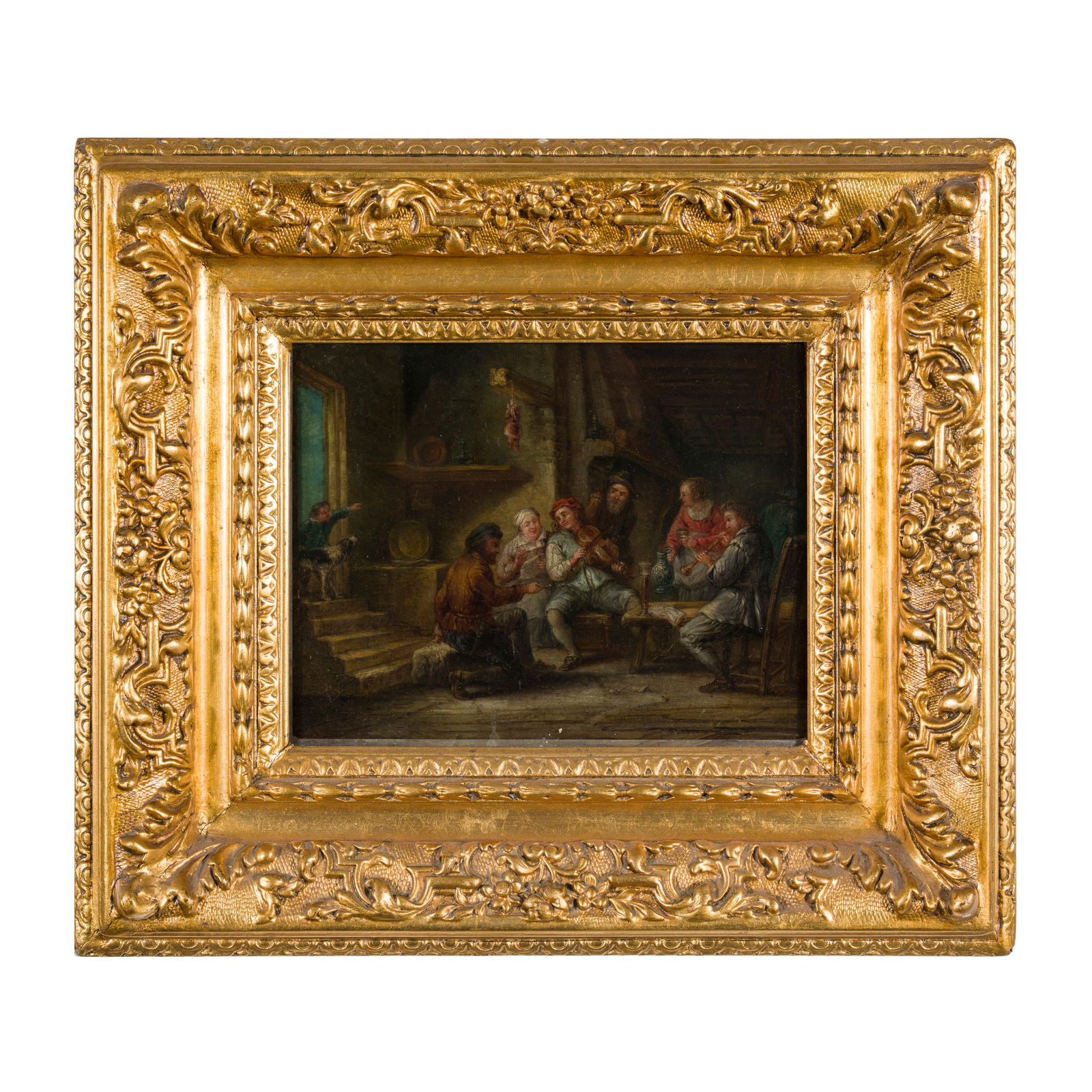 Scuola fiamminga del XVIII secolo Interno di osteria con concerto improvvisato Olio su tela 19 x 25 (1 of 3)