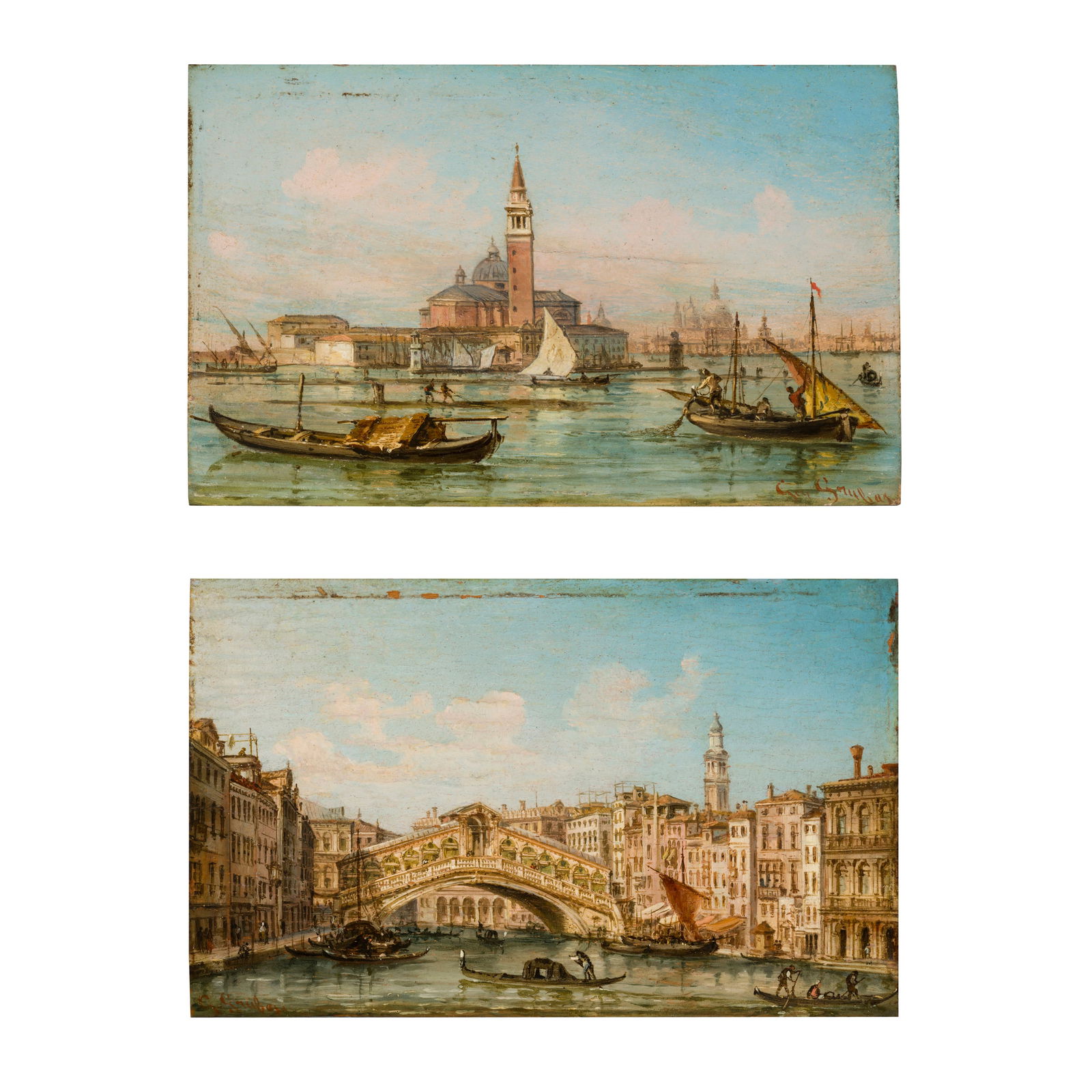 Giovanni Grubacs (Venezia 1830 - Pola 1919) Venezia, Ponte di Rialto - Basilica di San Giorgio (1 of 7)