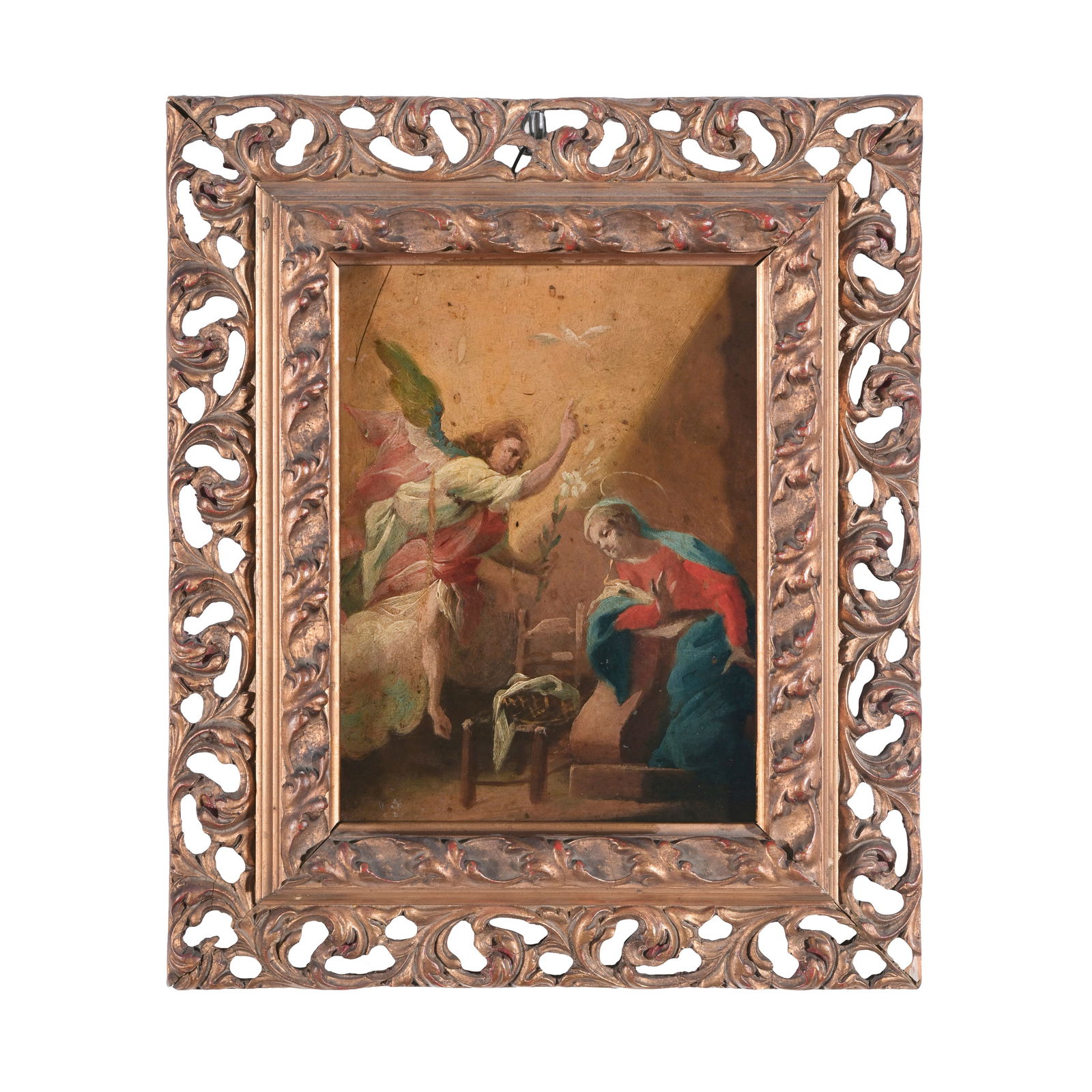 Scuola francese del XVIII secolo Annunciazione Olio su rame 21,5 x 16,5 cm French school of the (1 of 3)