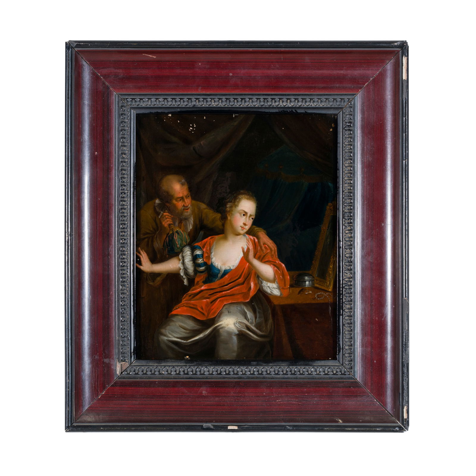 Frans van Mieris il Vecchio (Leida 1635 - 1681) bottega di La doppia tentazione Olio su tavola 22 x (1 of 3)