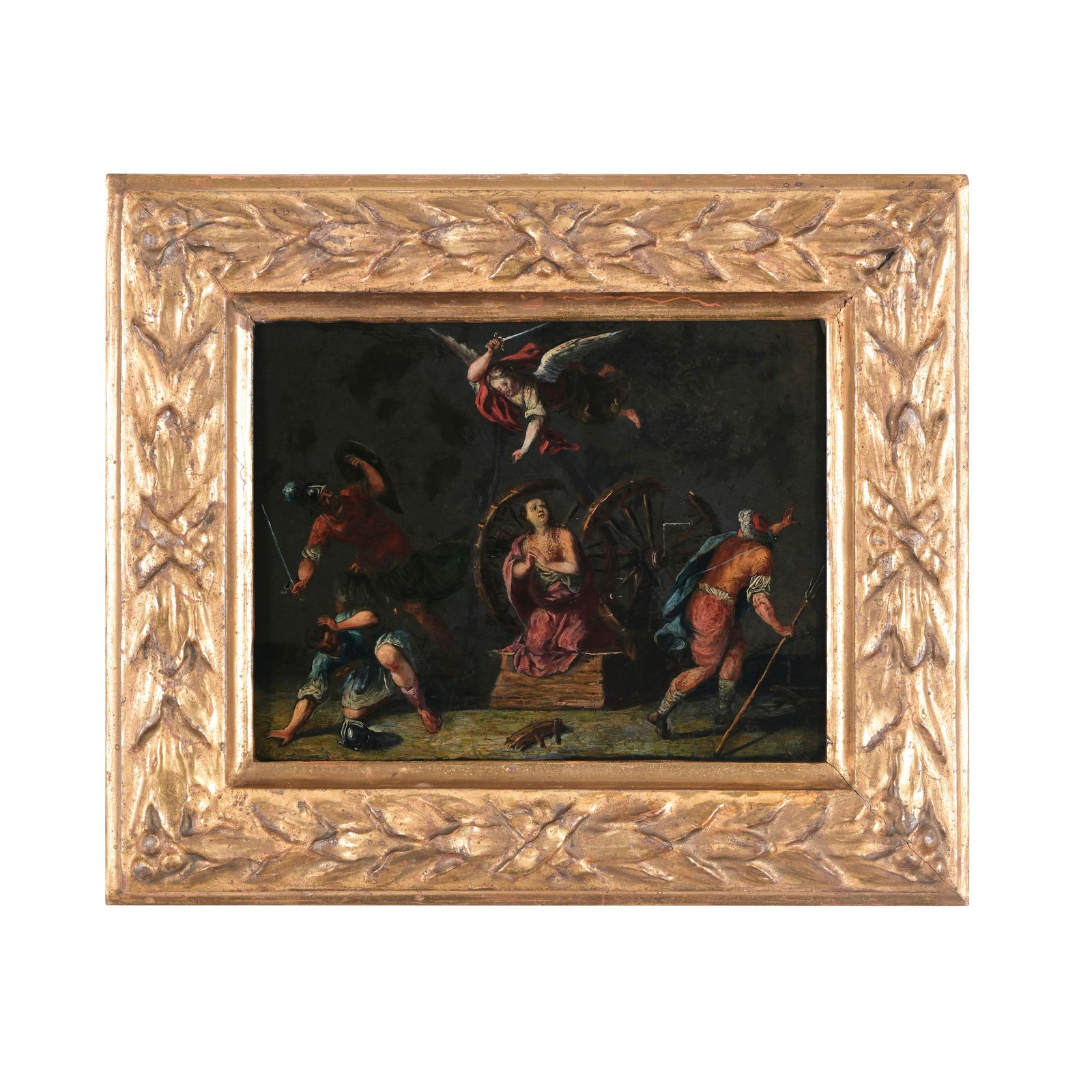Scuola veronese del XVI/XVII secolo Martirio di Santa Caterina d'Alessandria Olio su ardesia 15 x 19 (1 of 3)