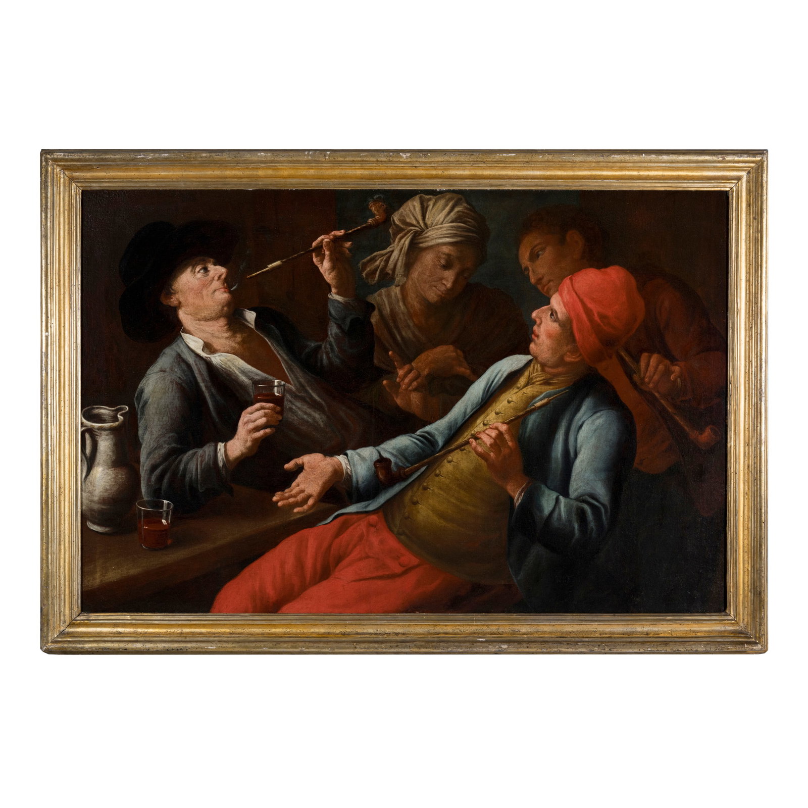 Gaspare Traversi (Napoli 1722 - Roma 1770) attribuito Discussione tra fumatori Olio su tela 93,3 x (1 of 9)