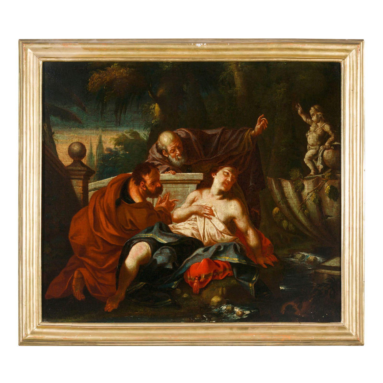 Scuola veneta del XVIII secolo Susanna e i vecchioni Olio su tela 56 x 64 cm Venetian school of (1 of 3)
