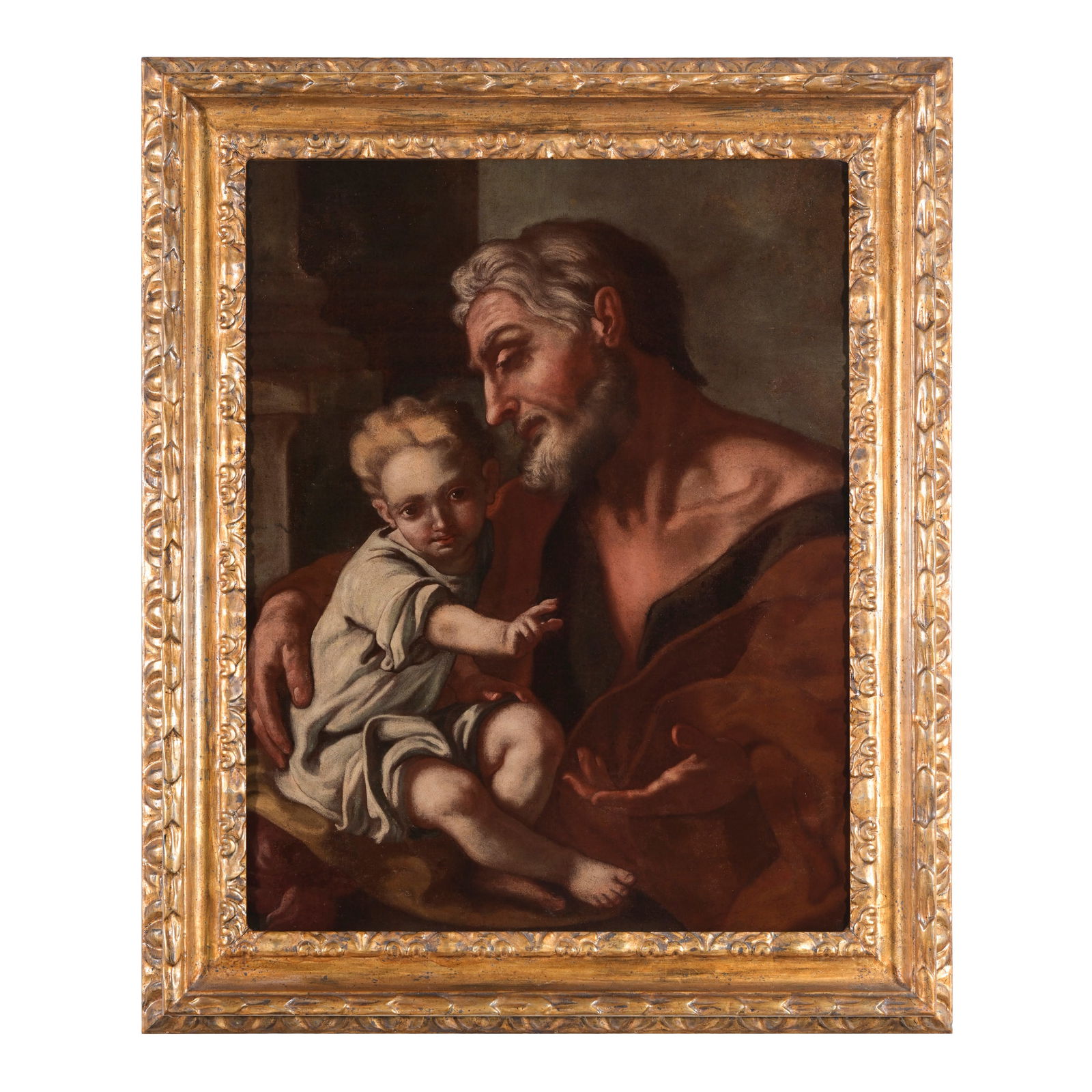 Scuola napoletana del XVIII secolo San Giuseppe col Bambino Olio su tela 63,5 x 50,5 cm Neapolitan (1 of 3)
