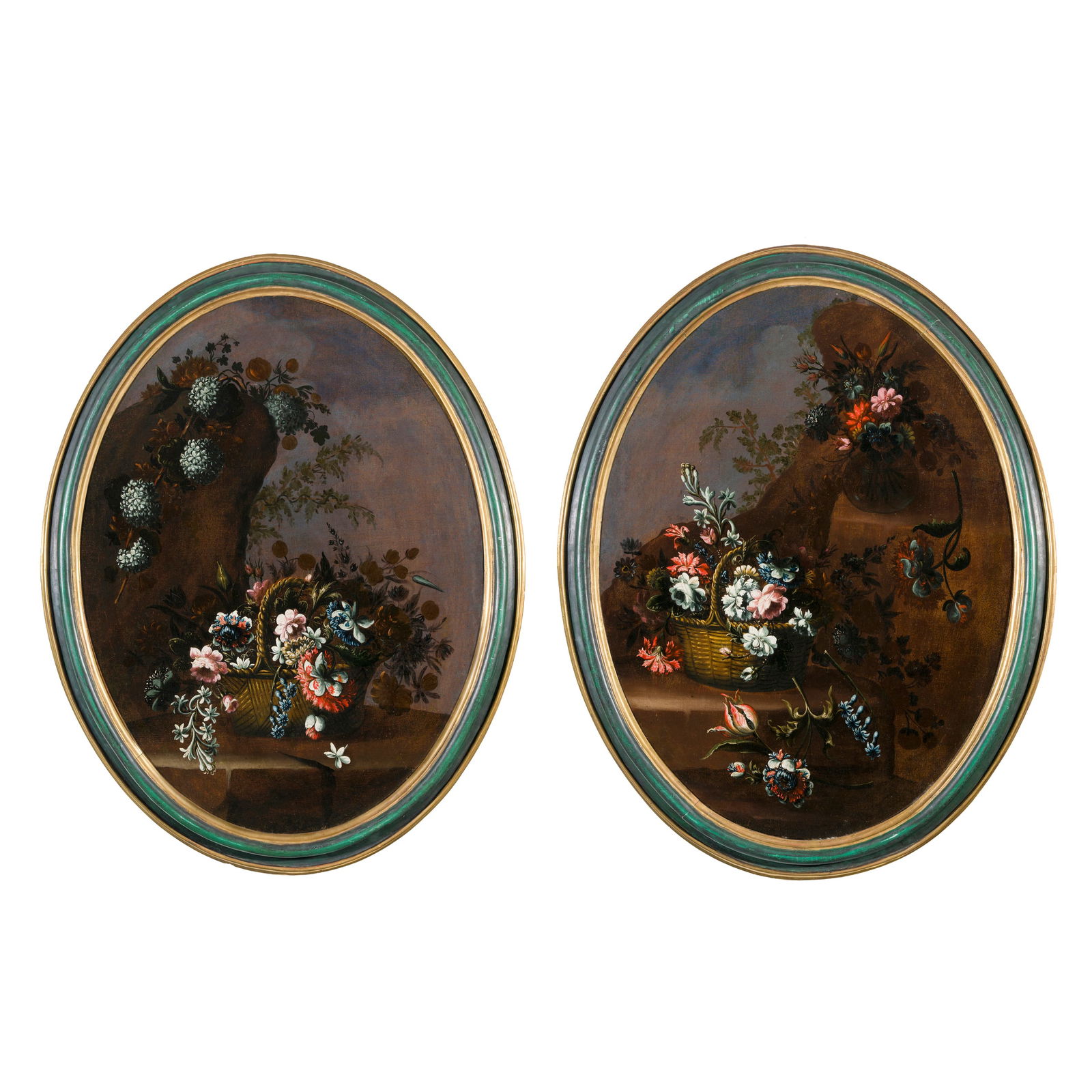 Giuseppe Pesci (? - Parma 1722) Cesto di fiori - Cesto e vaso di fiori Olio su tela 95 x 72 cm (1 of 7)