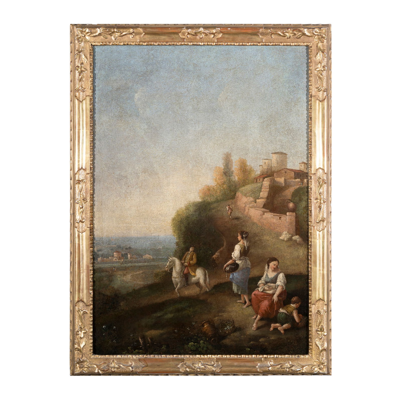 Scuola veneta del XVIII secolo Paesaggio con viandante a cavallo Olio su tela 96 x 68 cm Venetian (1 of 3)