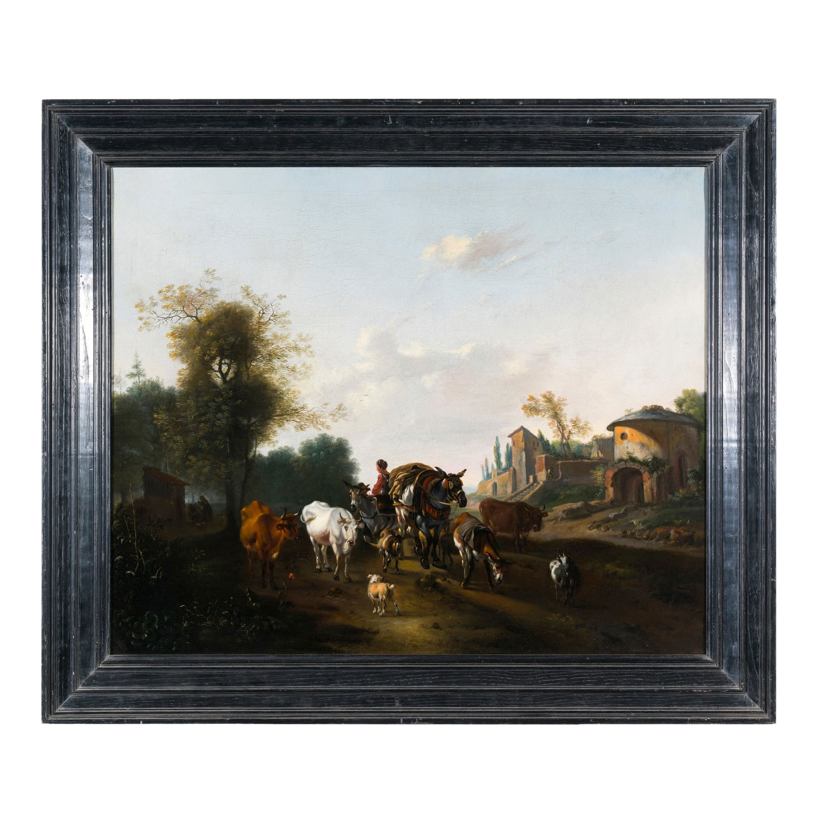 Scuola fiamminga del XVII/XVIII secolo Paesaggio con pastori e gregge Olio su tela 64 x 79 cm (1 of 3)