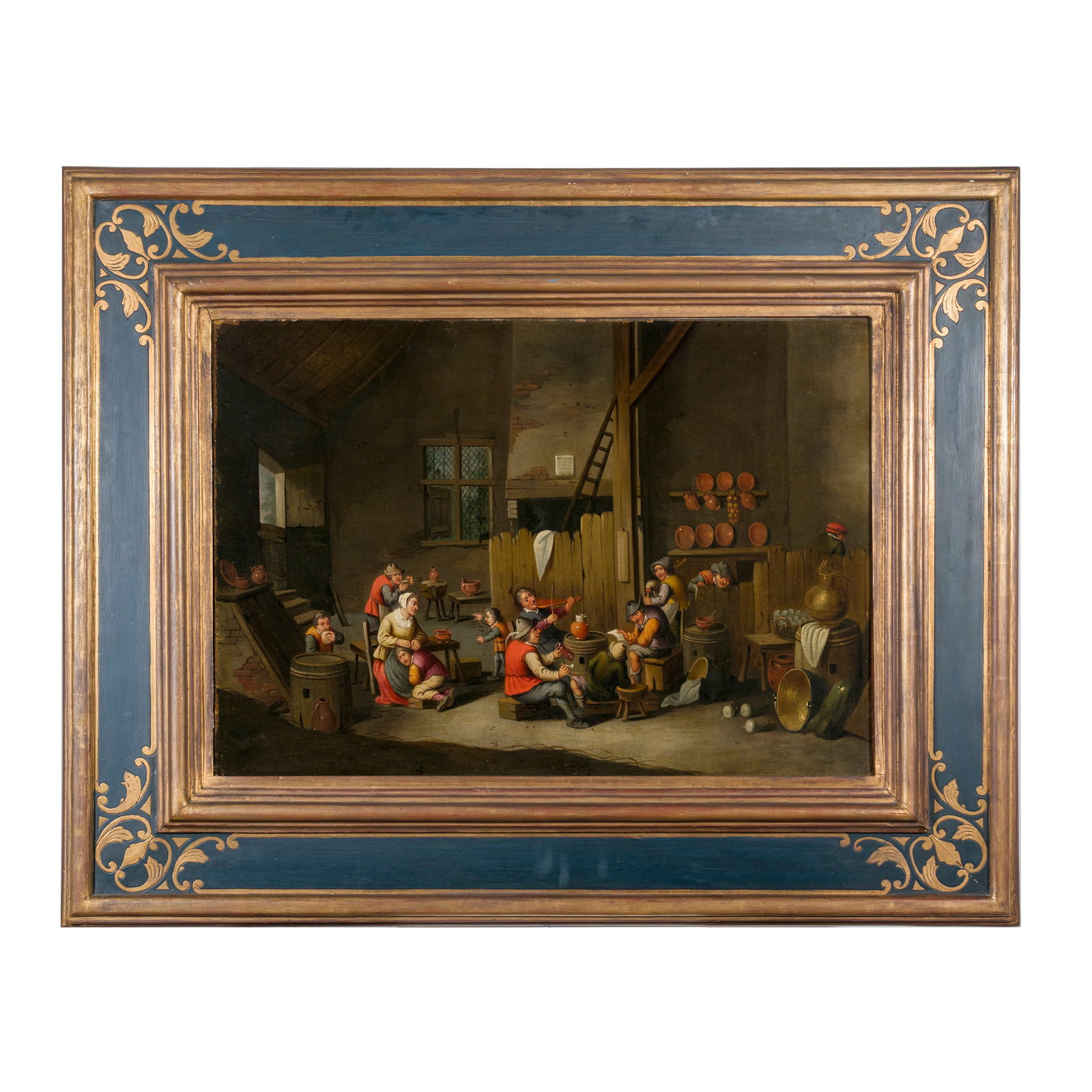 Scuola fiamminga del XVII secolo Interno di taverna Olio su tela 59 x 85 cm Flemish school of the: Scuola fiamminga del XVII secolo Interno di taverna Olio su tela 59 x 85 cm Flemish school of the 17th century Interior of a Tavern Oil on canvas 59 x 85 cm