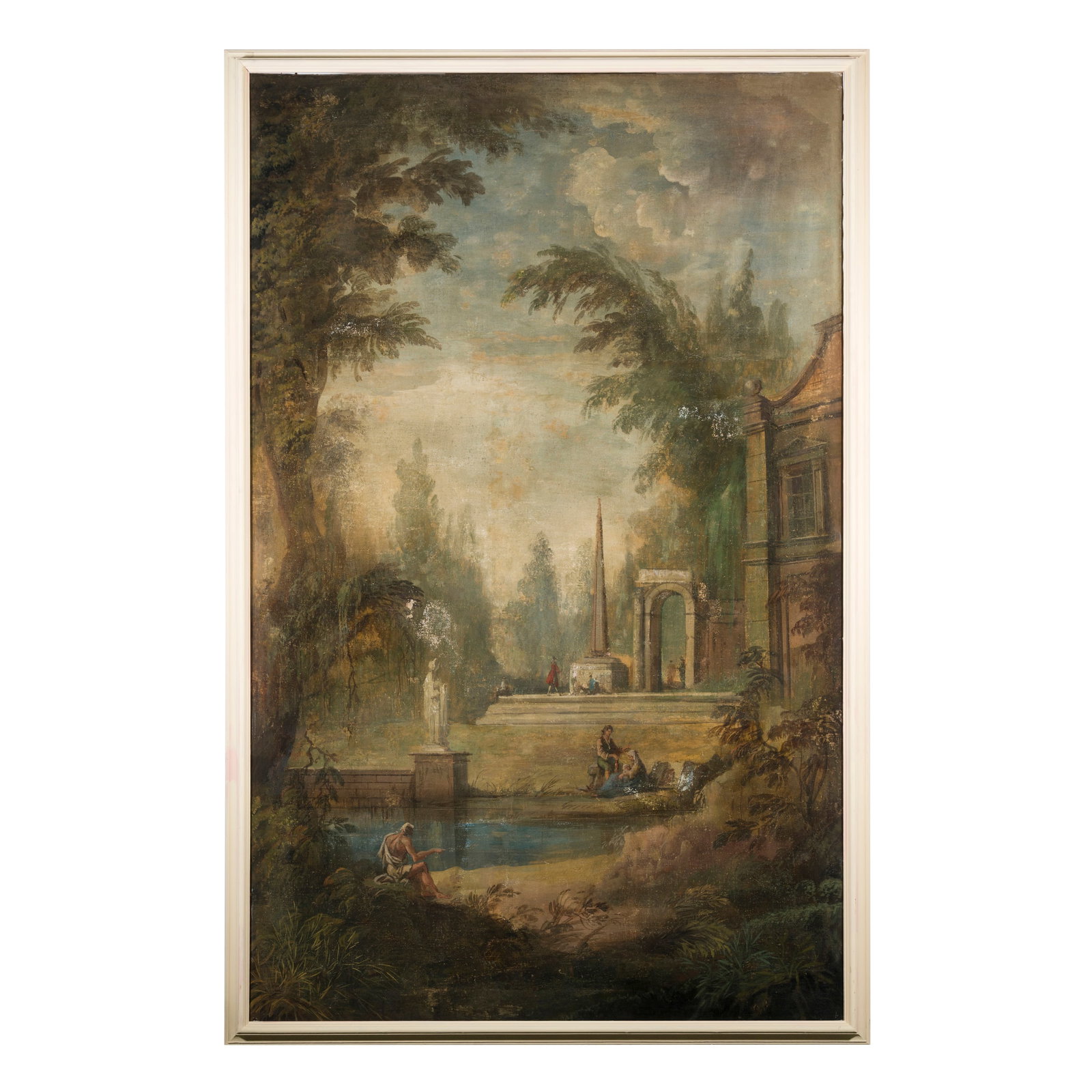 Scuola italiana o francese del XIX secolo Parco di una villa Olio su tela 183 x 111,5 cm Italian (1 of 3)