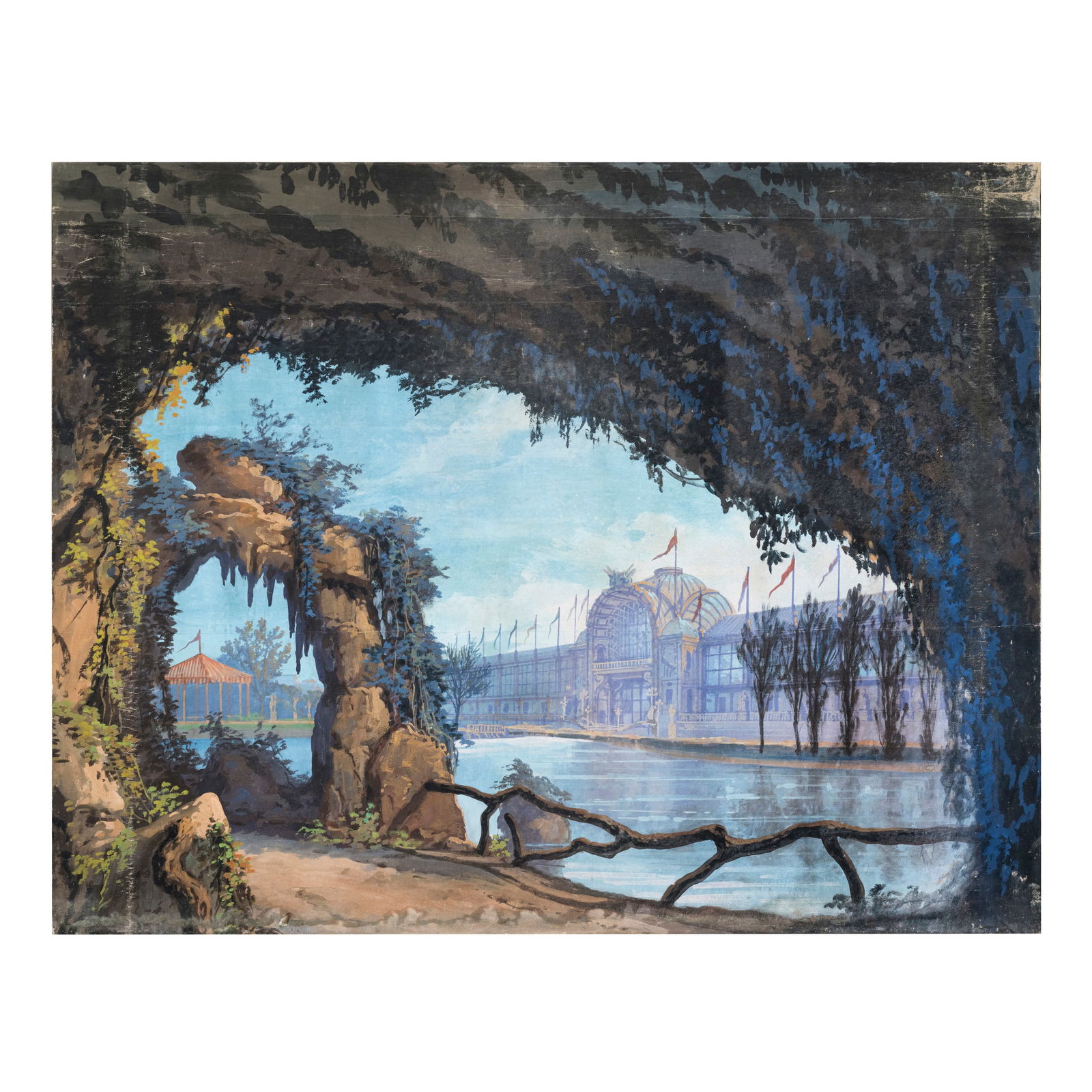 Scuola francese del XIX secolo Parigi, Palais du Champ de Mars, Esposizione Universale del 1878: Scuola francese del XIX secolo Parigi, Palais du Champ de Mars, Esposizione Universale del 1878 Tempera su tela 179 x 230 cm French school of the 19th century Paris, Palais du Champ de Mars, 1878 Univ