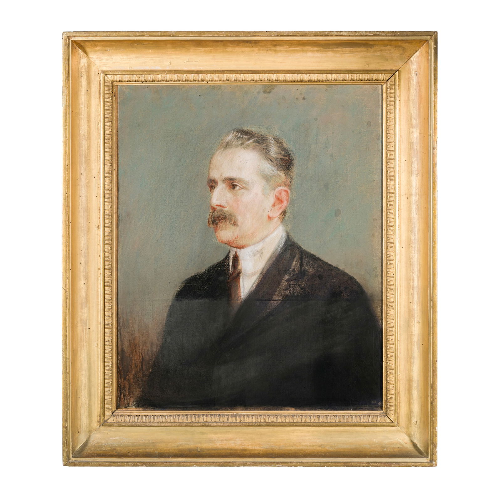 Scuola italiana del XIX secolo Ritratto di gentiluomo con baffi Pastello su carta 63 x 52,5 cm (1 of 3)