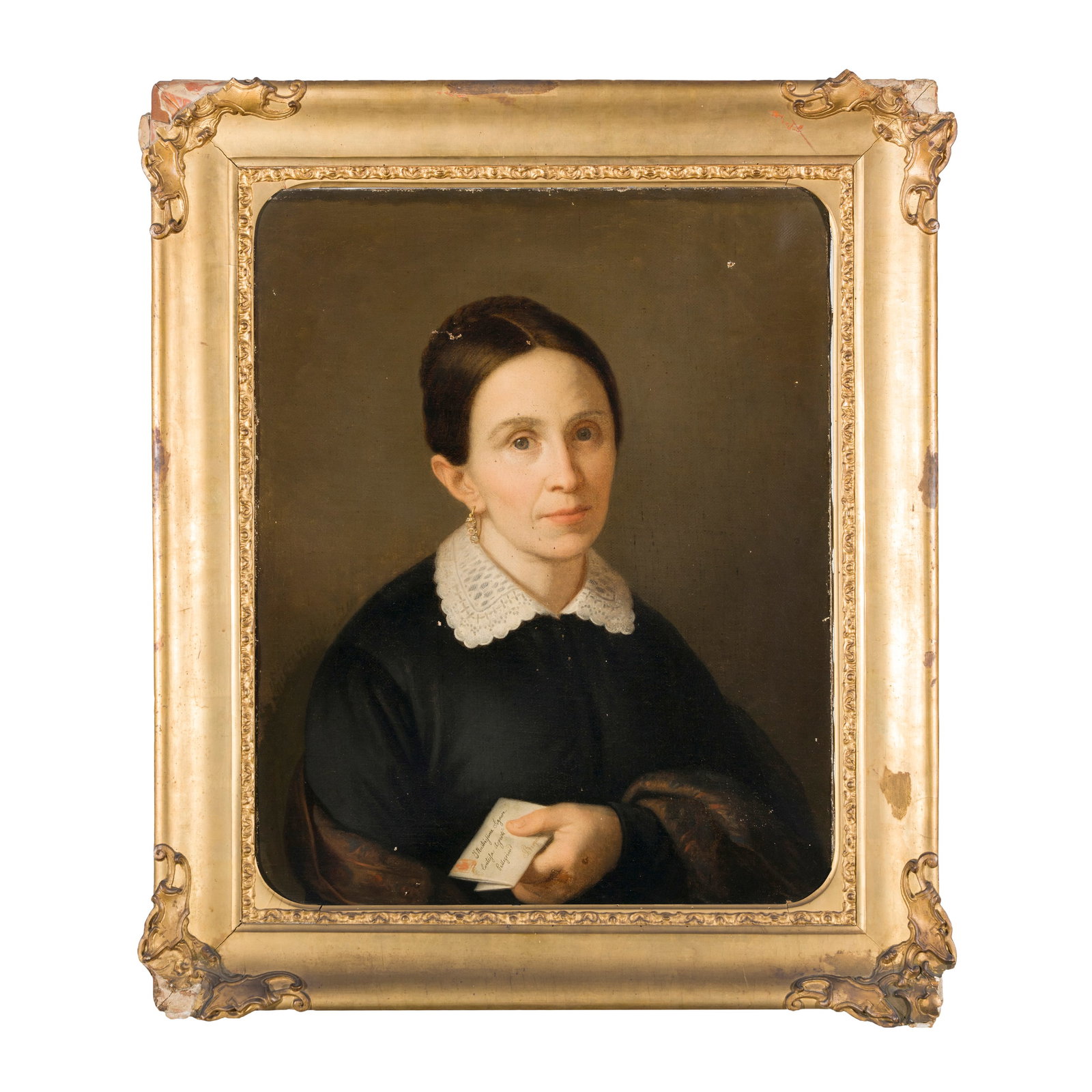 Scuola italiana del XIX secolo Ritratto della contessa Asperti Pellegrini con lettera Olio su tela (1 of 3)