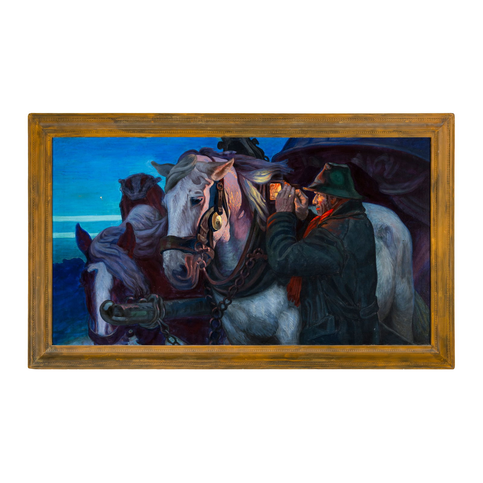 Osmar Schindler (Burkhardtsdorf 1867 - Dresda 1927) Alla luce della lampada Olio su tela 81 x 147 (1 of 6)