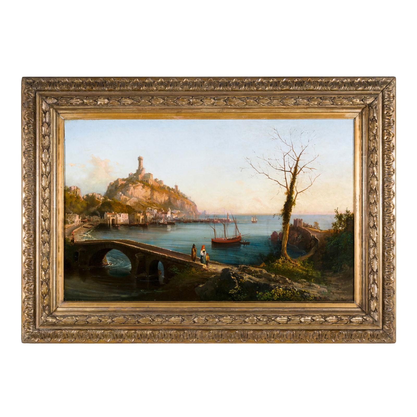 Scuola di Posillipo del XIX secolo Veduta di Ischia (?) Olio su tela 66 x 106 cm Attiva a Napoli a: Scuola di Posillipo del XIX secolo Veduta di Ischia (?) Olio su tela 66 x 106 cm Attiva a Napoli a partire dagli anni Venti del XIX secolo, la Scuola di Posillipo è stata il cuore del paesaggismo nap