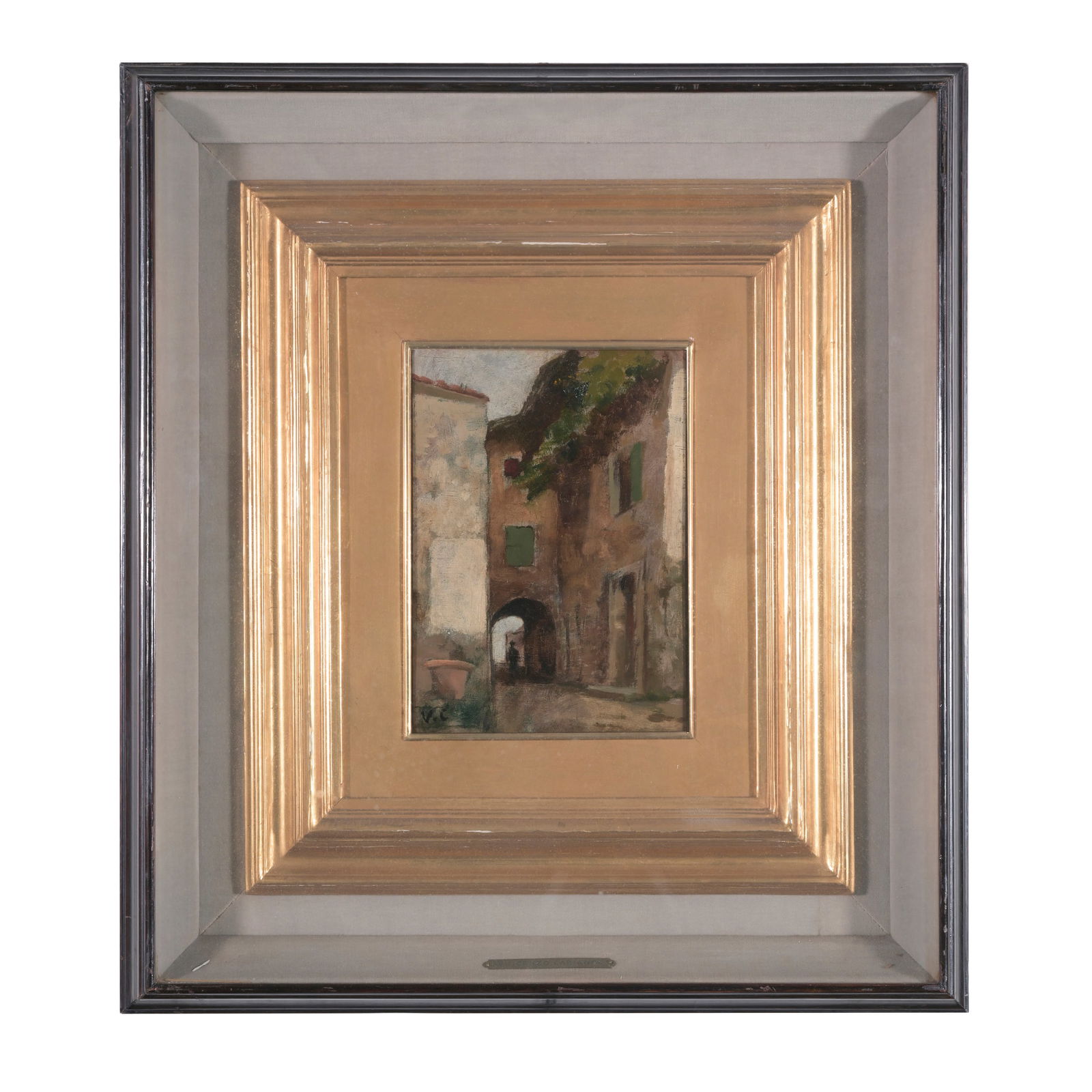 Vincenzo Cabianca (Verona 1827 - Roma 1902) Vicolo Olio su cartoncino 22 x 16 cm Firmato V. C in (1 of 3)