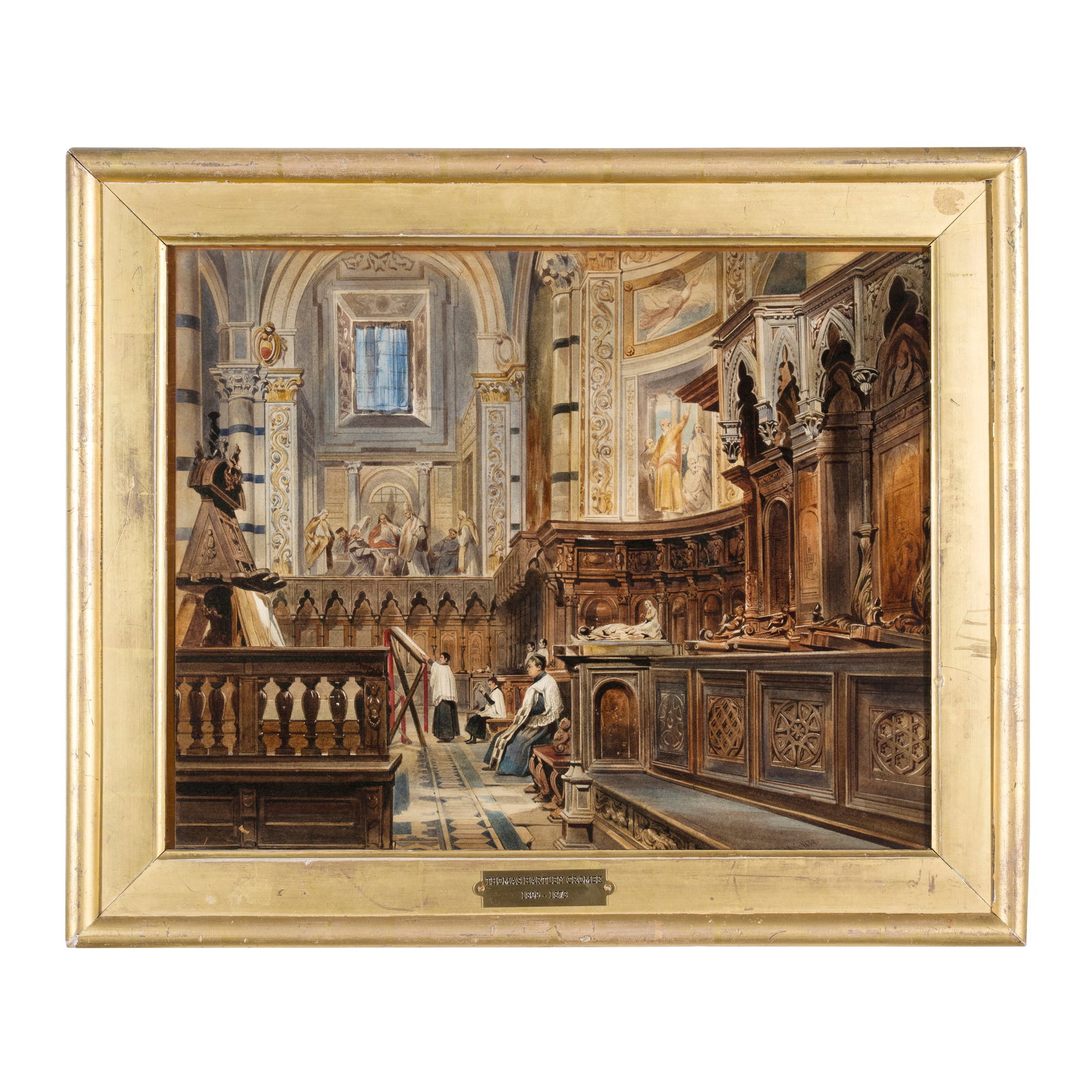 Thomas Hartley Cromek (Londra 1809 - Wakefield 1873) Interno di chiesa, 1839 Matita e acquerello su (1 of 4)