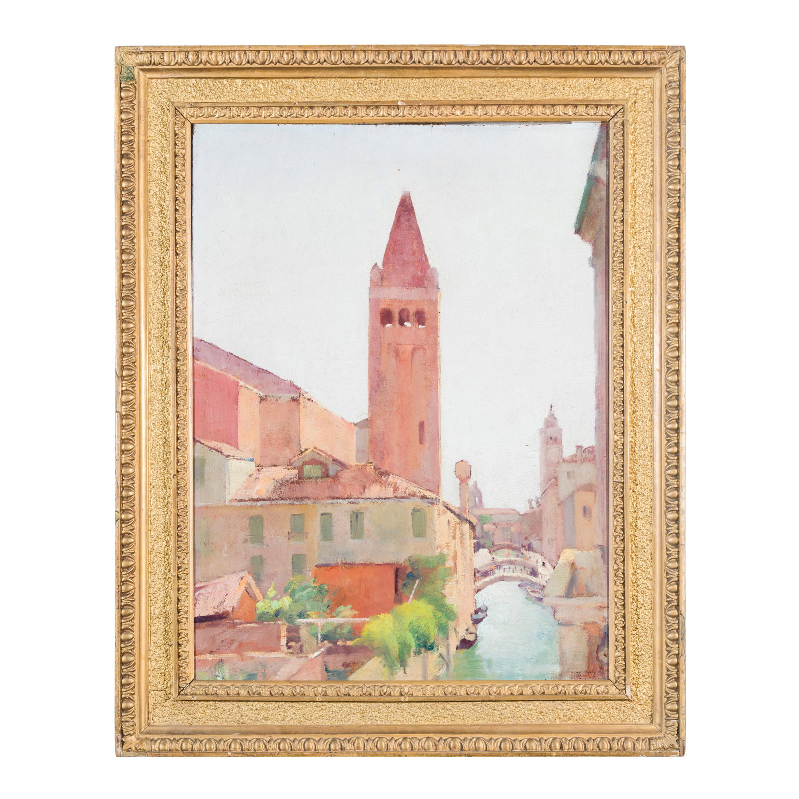 Primo Potenza (Venezia 1909 - 1983) Rio San Barnaba e la chiesa Olio su tavola 64 x 49 cm Firmato in (1 of 4)