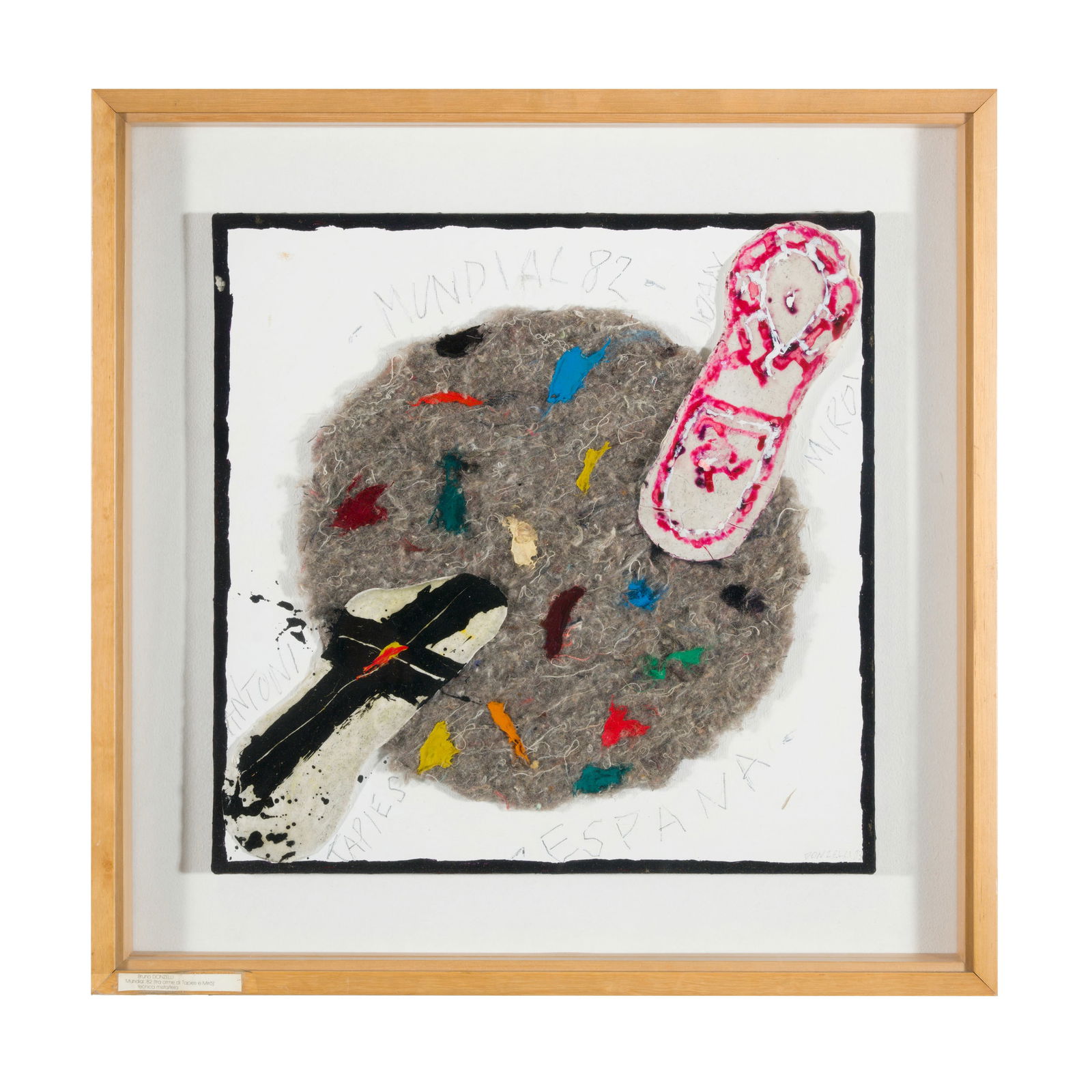 Bruno Donzelli (Napoli 1941) Mundial '82 (tra orme di Tapies e Mirò), 1983 Tecnica mista su tela (1 of 3)