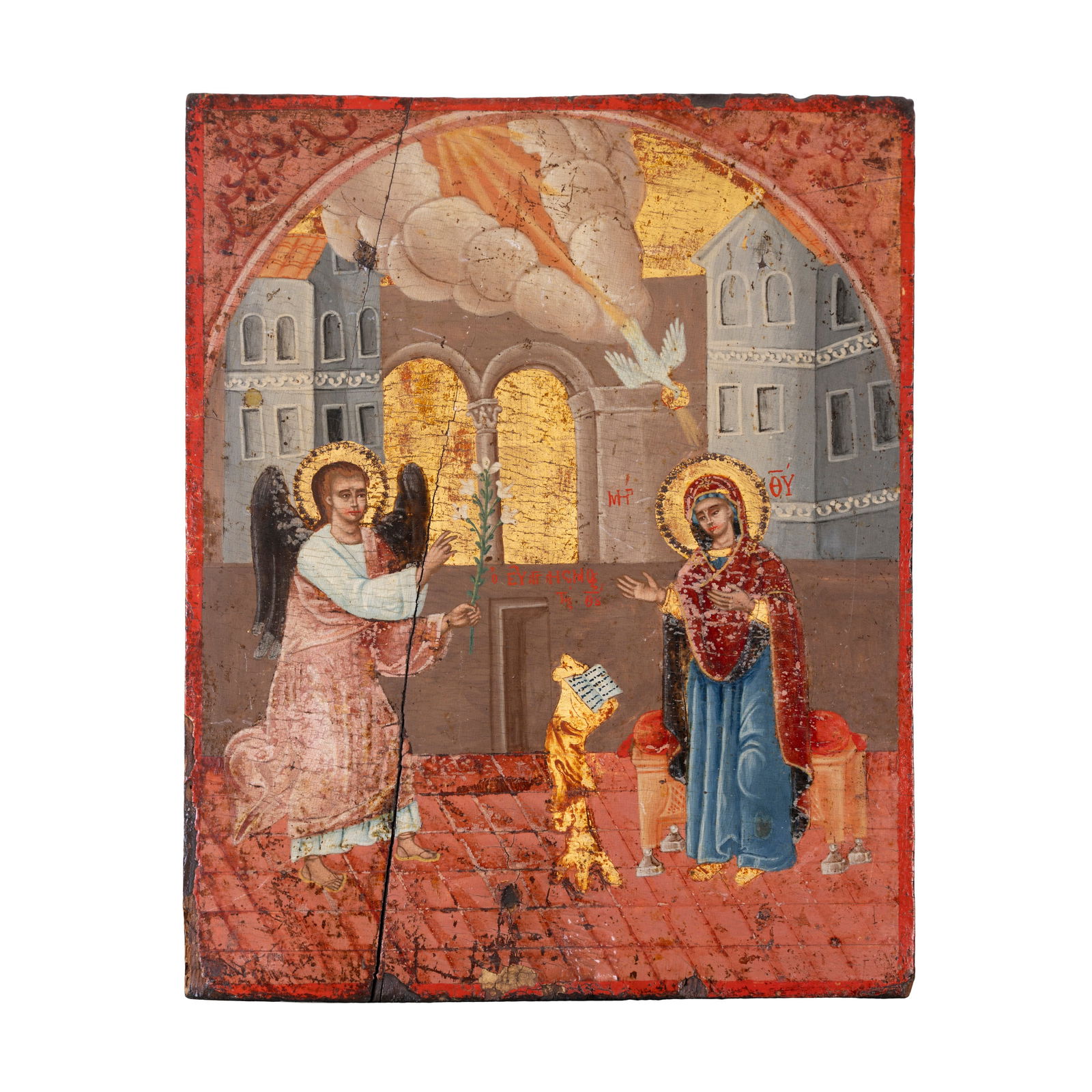 Scuola veneto-cretese o ionica del XVIII secolo Annunciazione Tempera e oro su tavola 37 x 28 cm (1 of 2)