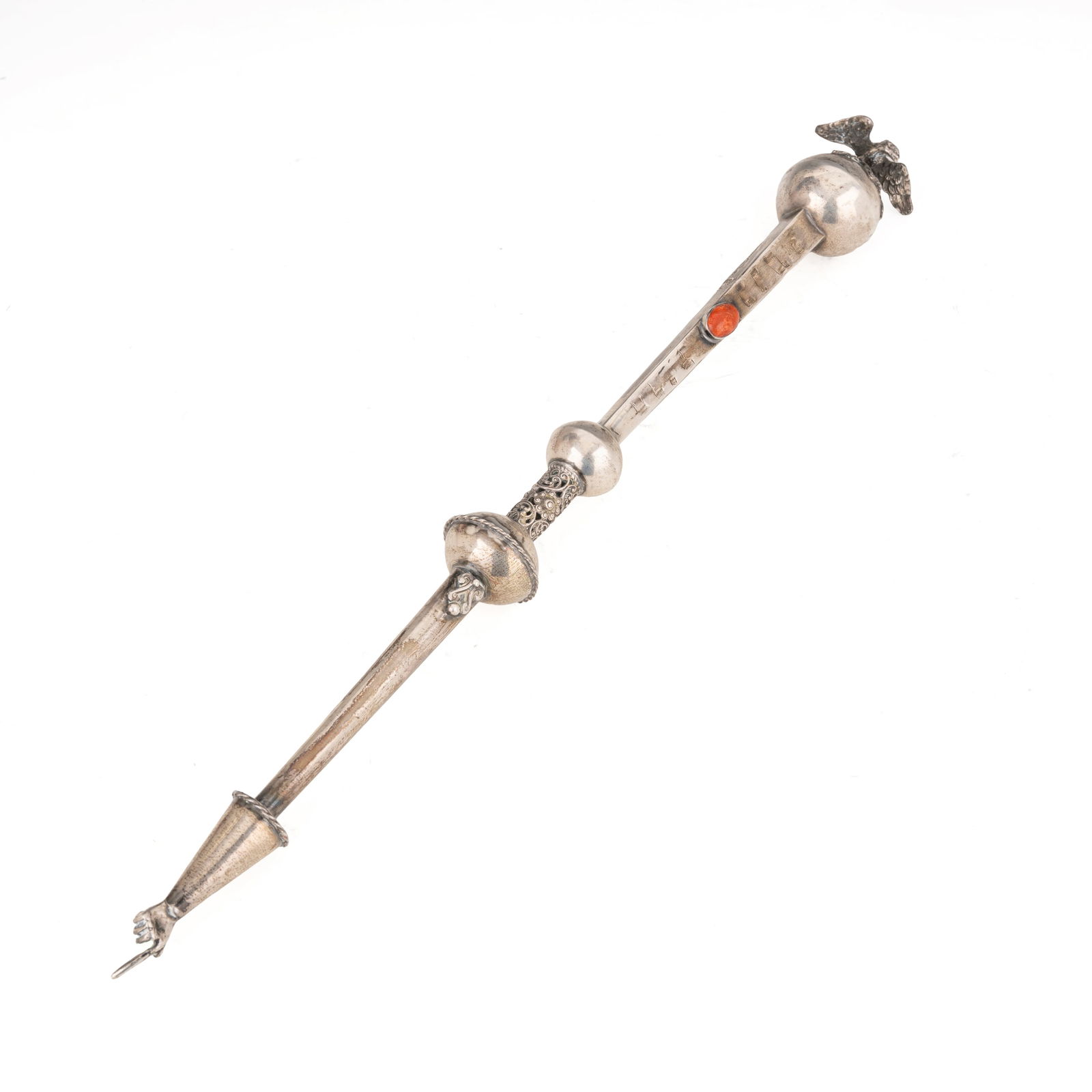 Yad o manina indicatrice ebraica per la lettura della Torah in argento Russia, XIX secolo h 37,5 cm (1 of 2)