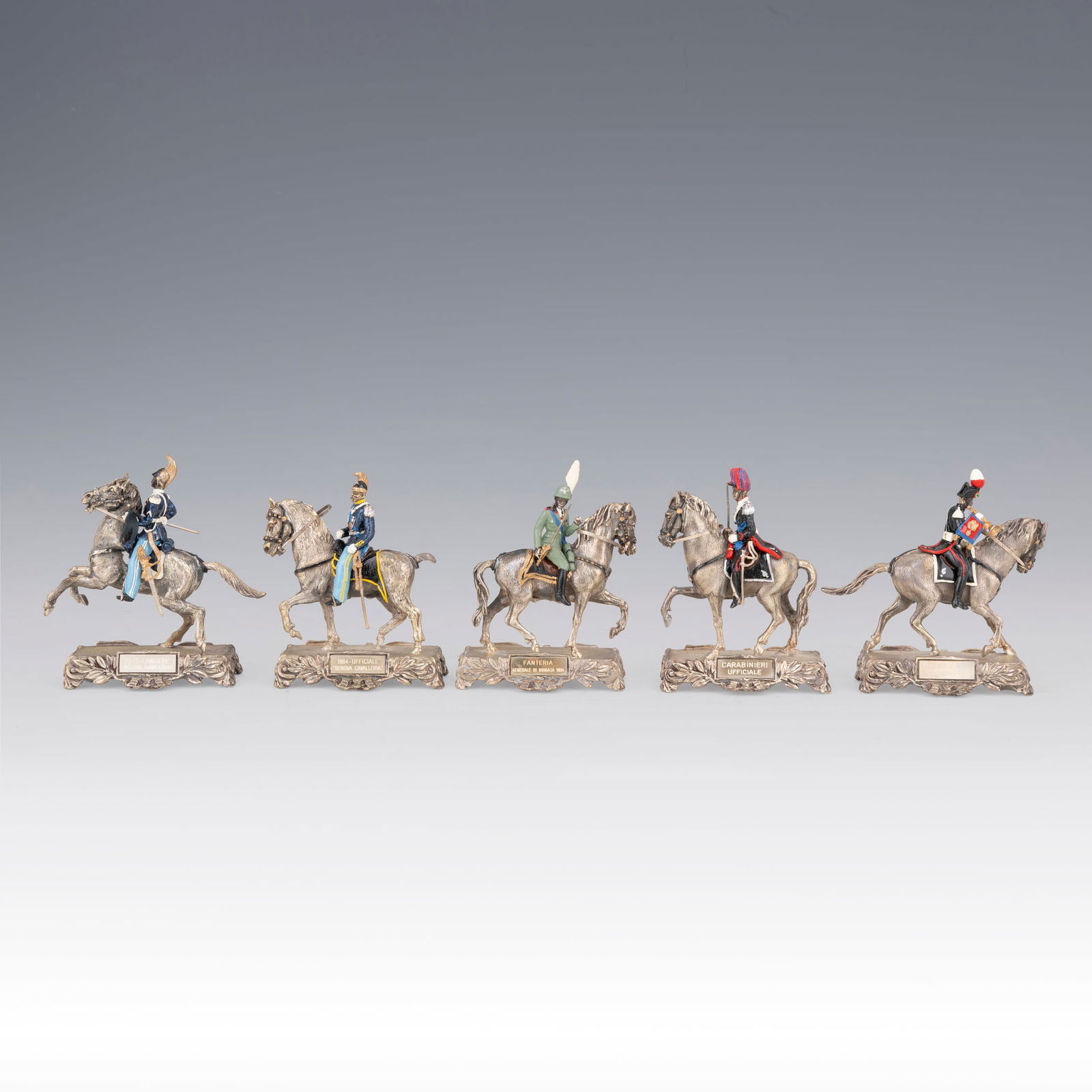 Cinque militari in divisa a cavallo in argento smalto Italia, dopo il 1971 Titolo d'argento (1 of 6)