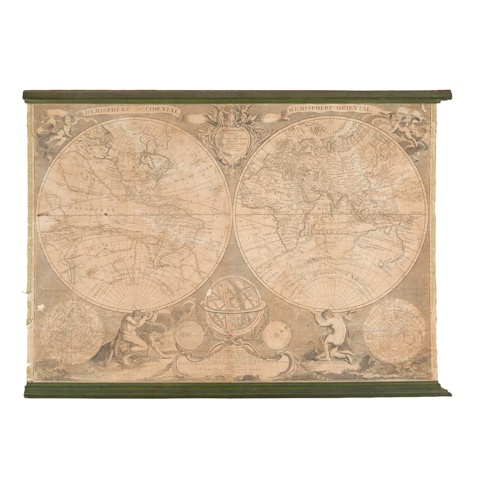 Gobert-Denis Chambon (Francia ? - 1781) Mappemonde contenant les partes connues du globe terrestre, (1 of 4)