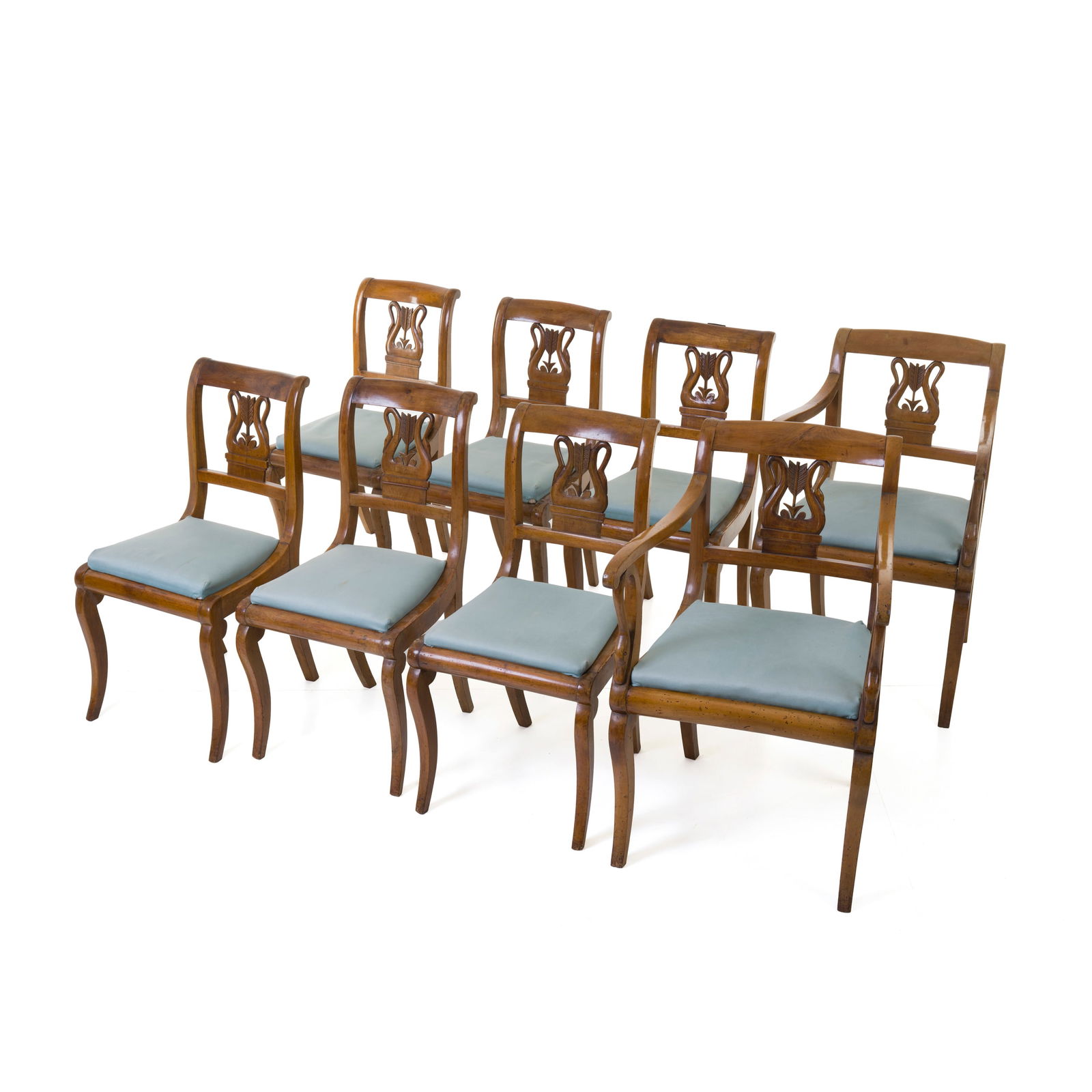 Sei sedie e due poltroncine Legno di noce Italia settentrionale, inizio del XIX secolo 85 x 54 x 52 (1 of 7)