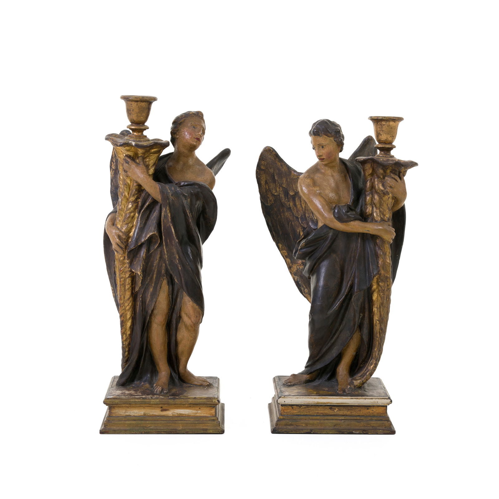 Angeli reggi cero Cartapesta (papier mâché) policroma e dorata Toscana, XVIII secolo 61 x 32 x 22 (1 of 5)