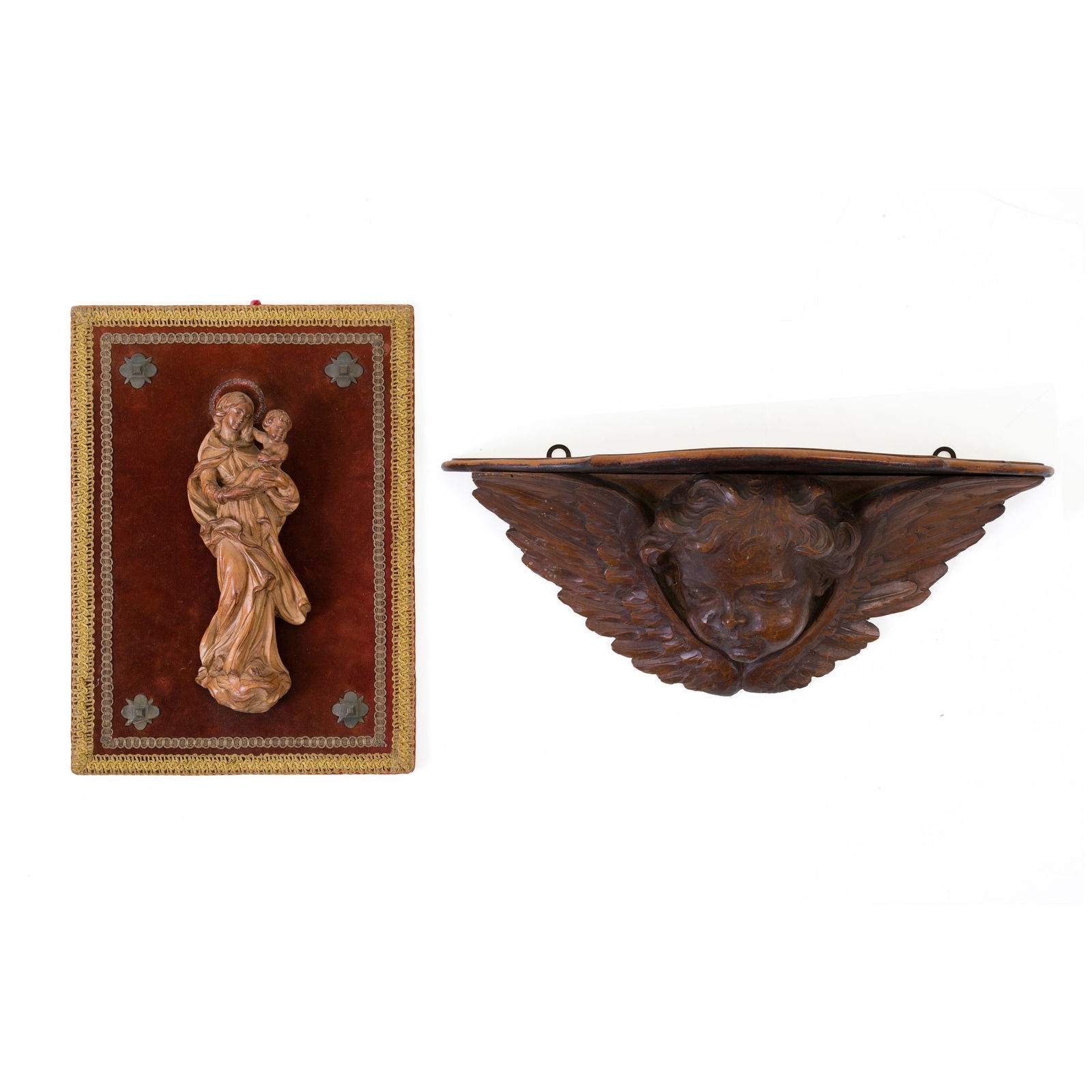 Vincenzo Cadorin (Venezia 1854 - 1925) Madonna con Bambino - Cherubino Legno h 23 cm - 17 x 40 x 12 (1 of 5)