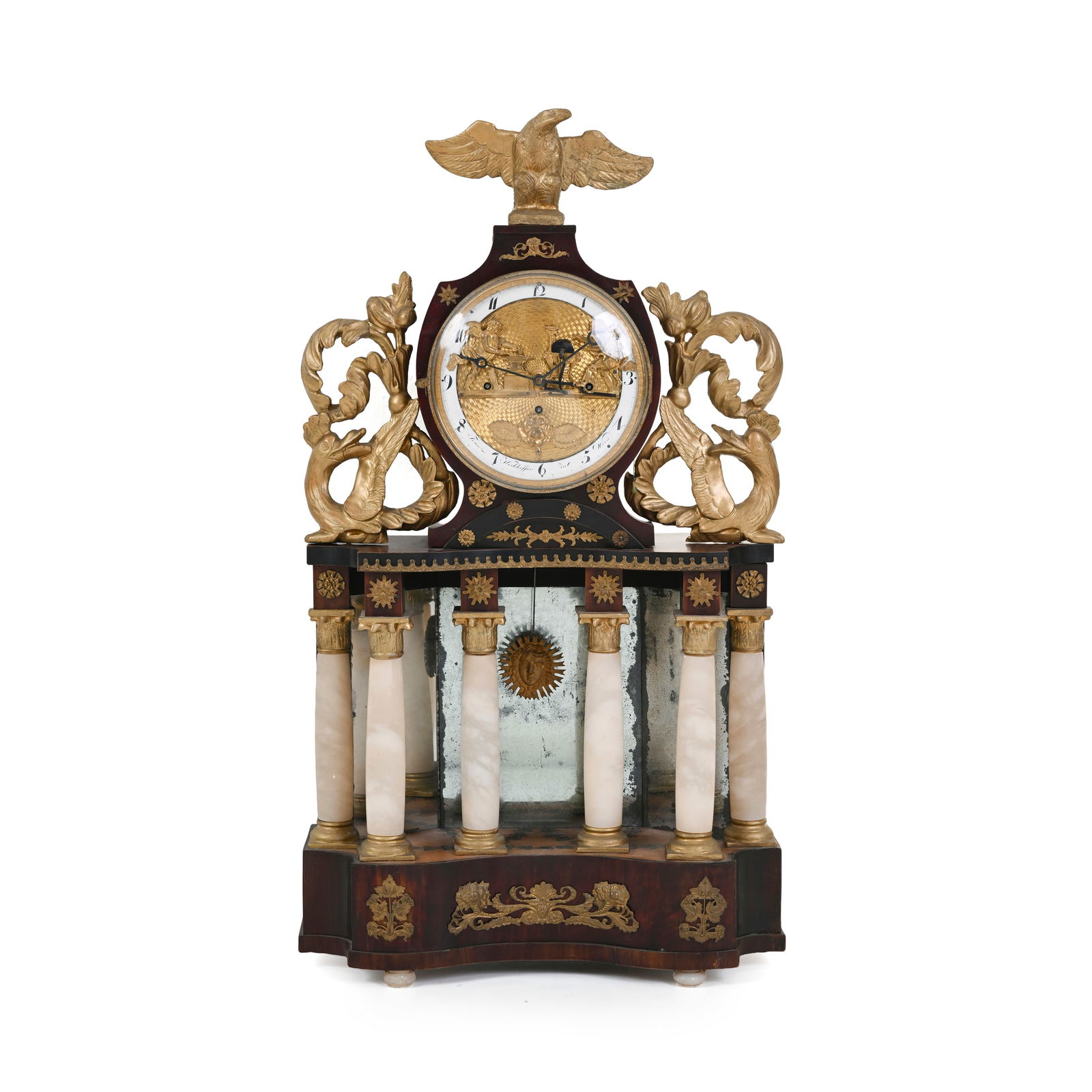 Orologio a tempietto da tavolo Bronzo dorato e alabastro Austria, prima metà del XIX secolo 73 x 41 (1 of 6)