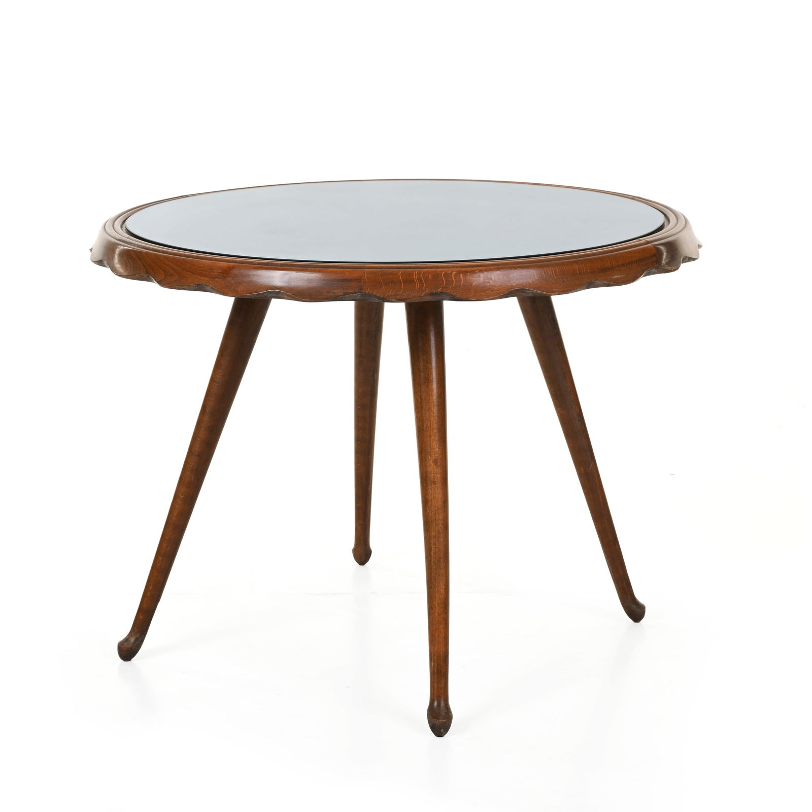 Paolo Buffa (Milano 1903 - 1970) Tavolo basso con motivo ondulato laterale Struttura in legno, piano (1 of 6)