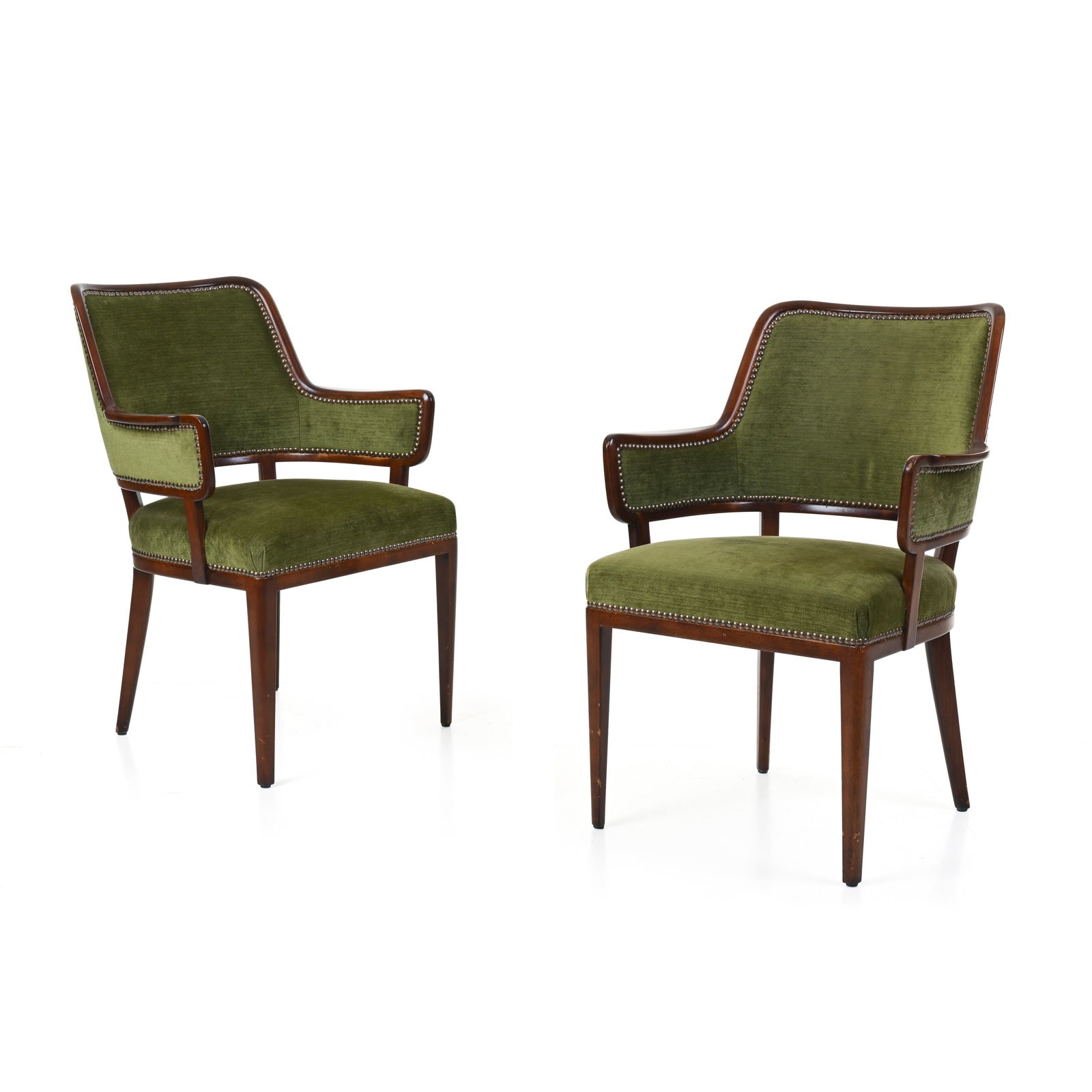 Carl Malmsten (Stoccolma 1888 - Öland 1972) Coppia di poltrone Struttura in legno, rivestimenti in (1 of 8)