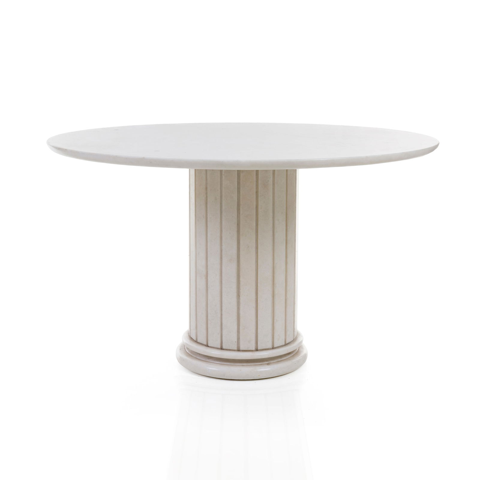 Arredamenti Valsecchi Tavolo Marmo bianco diamantino con piano e colonna circolare scolpita Prod. (1 of 6)