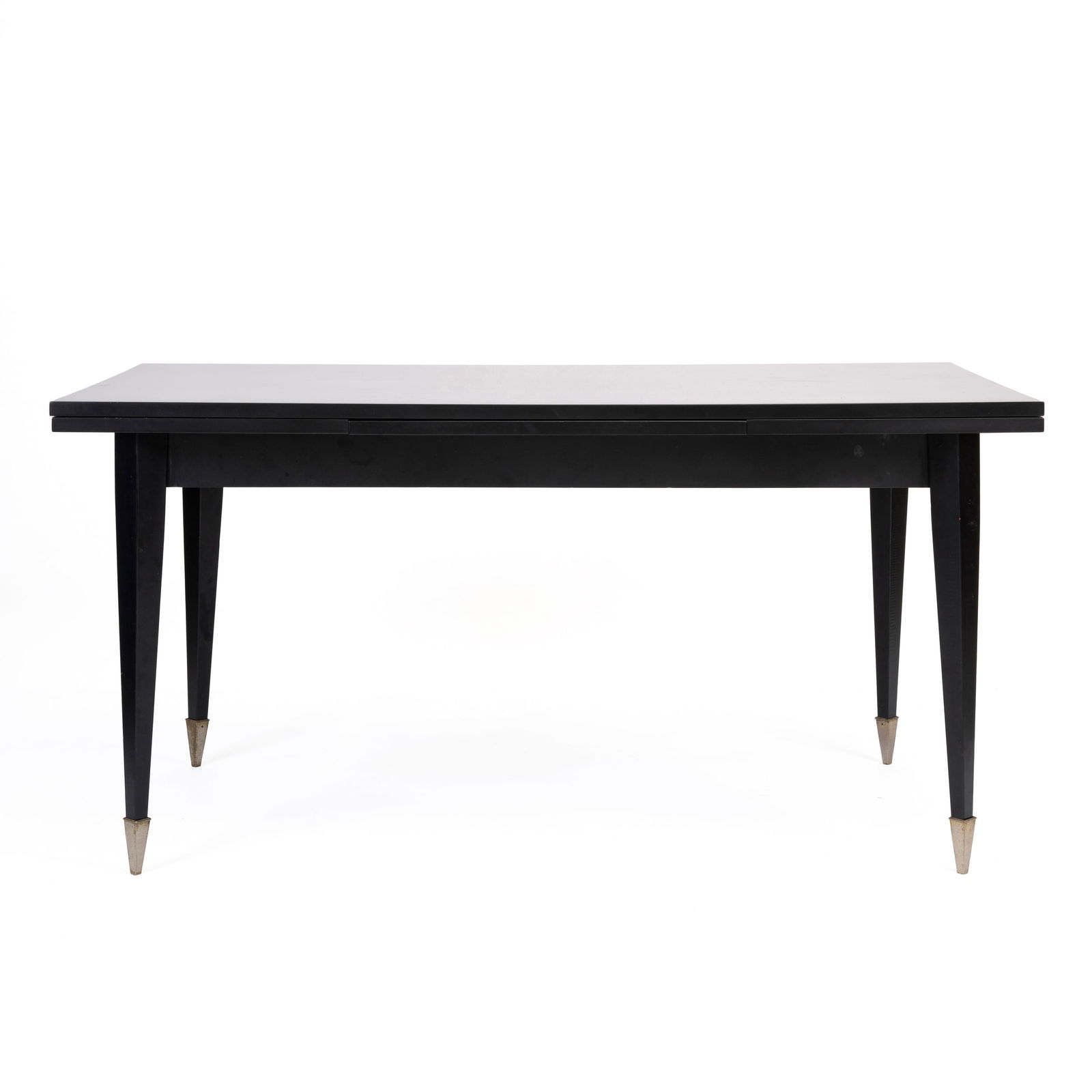 Vittorio Dassi (1923 - 1973) Tavolo da pranzo allungabile Legno laccato nero e piedini in ottone (1 of 5)
