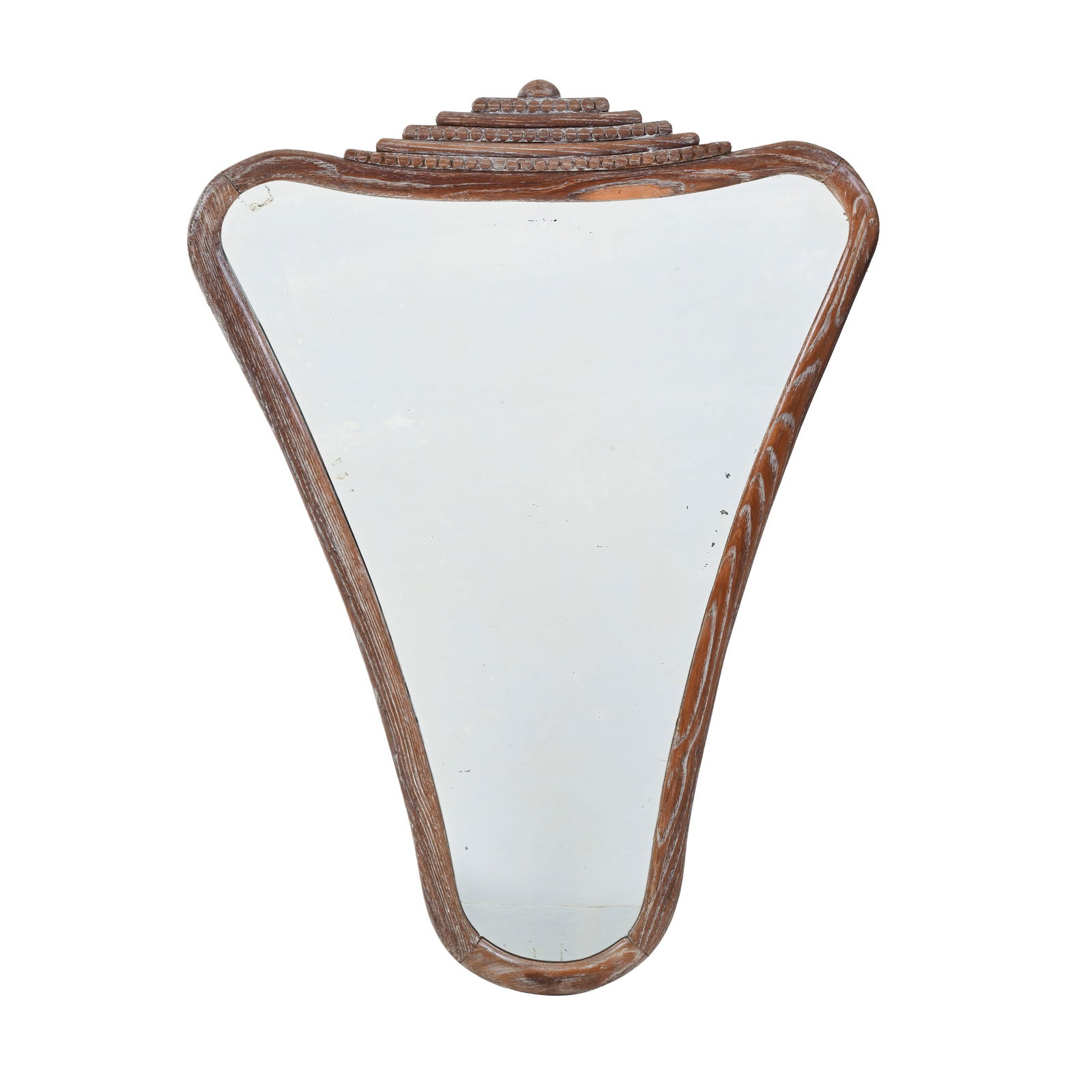 Manifattura francese Specchiera con decoro piramidale scolpito Legno di rovere e cristallo molato e (1 of 3)
